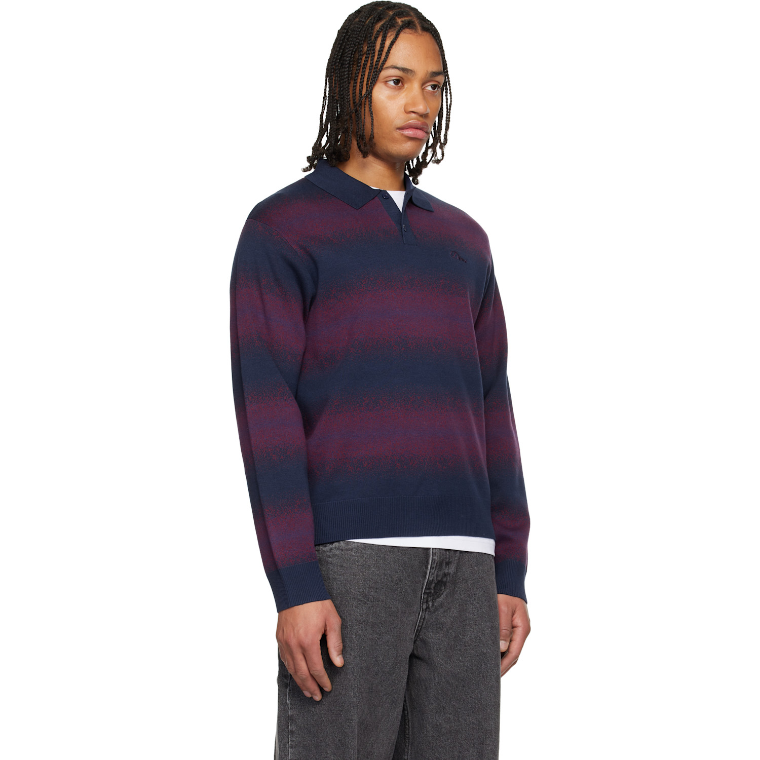  Dime Navy & Red Striped Rugby Sweater 