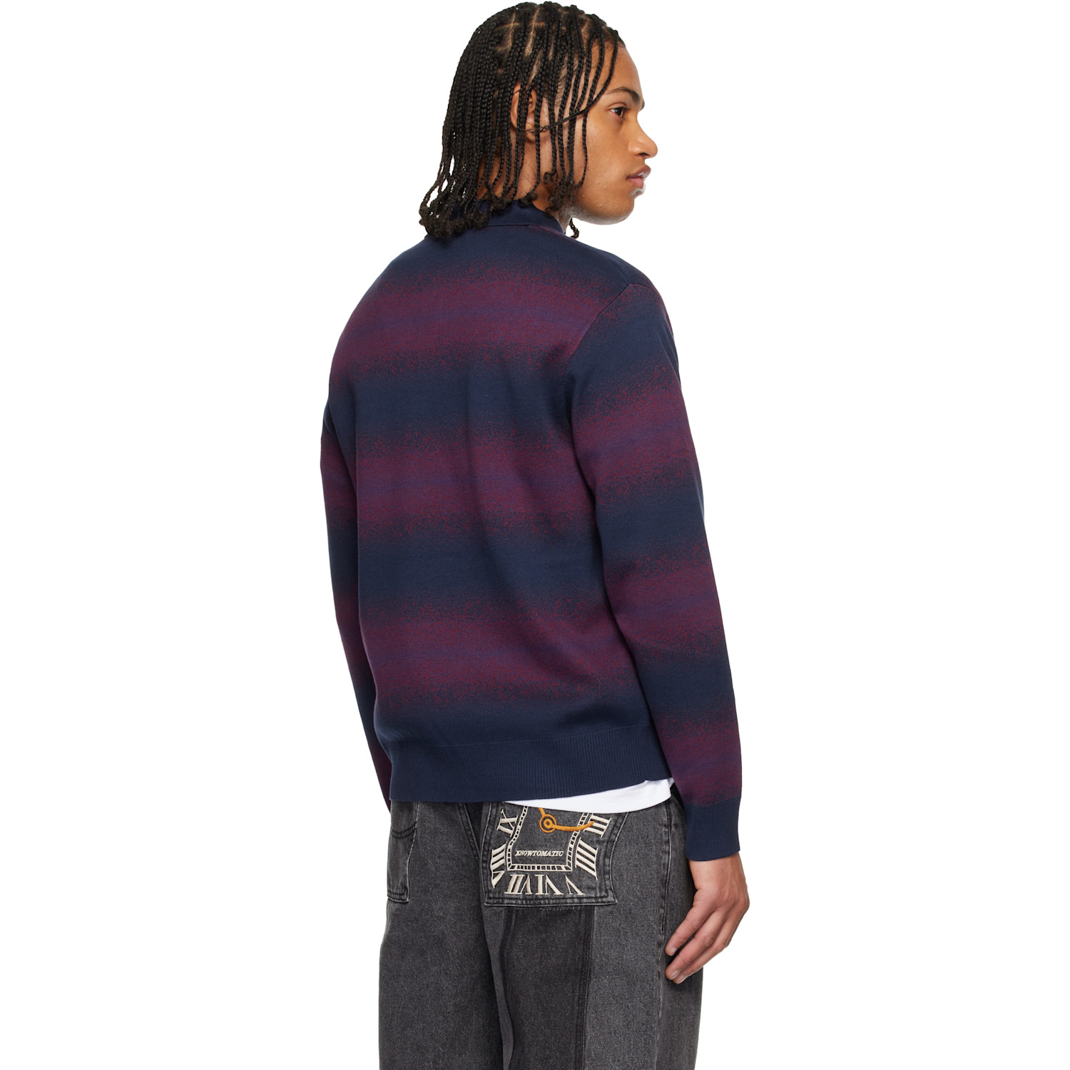  Dime Navy & Red Striped Rugby Sweater 