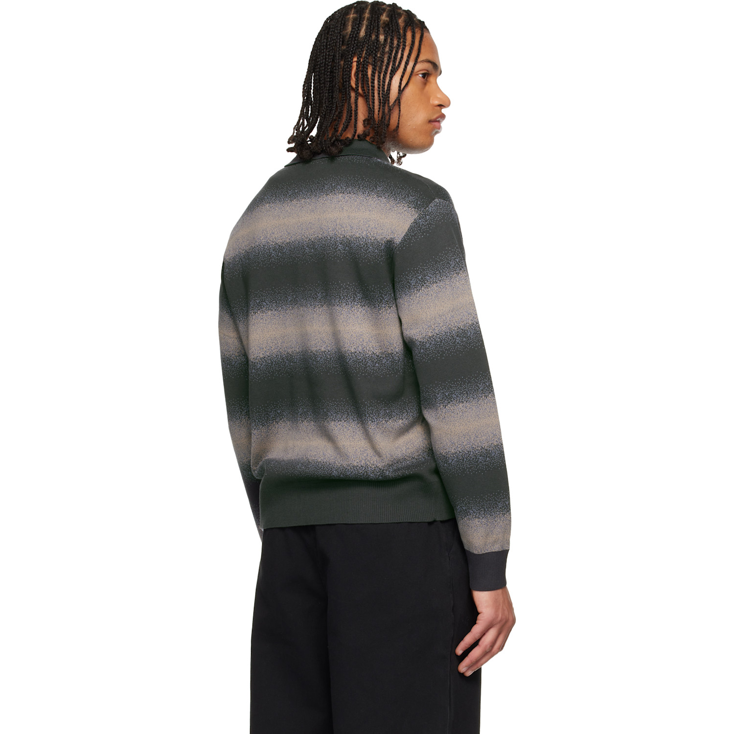  Dime Black & Brown Striped Rugby Sweater 