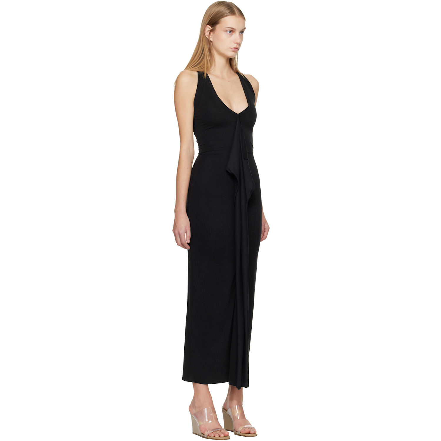  Belle Anna Black Cascade Midi Dress 