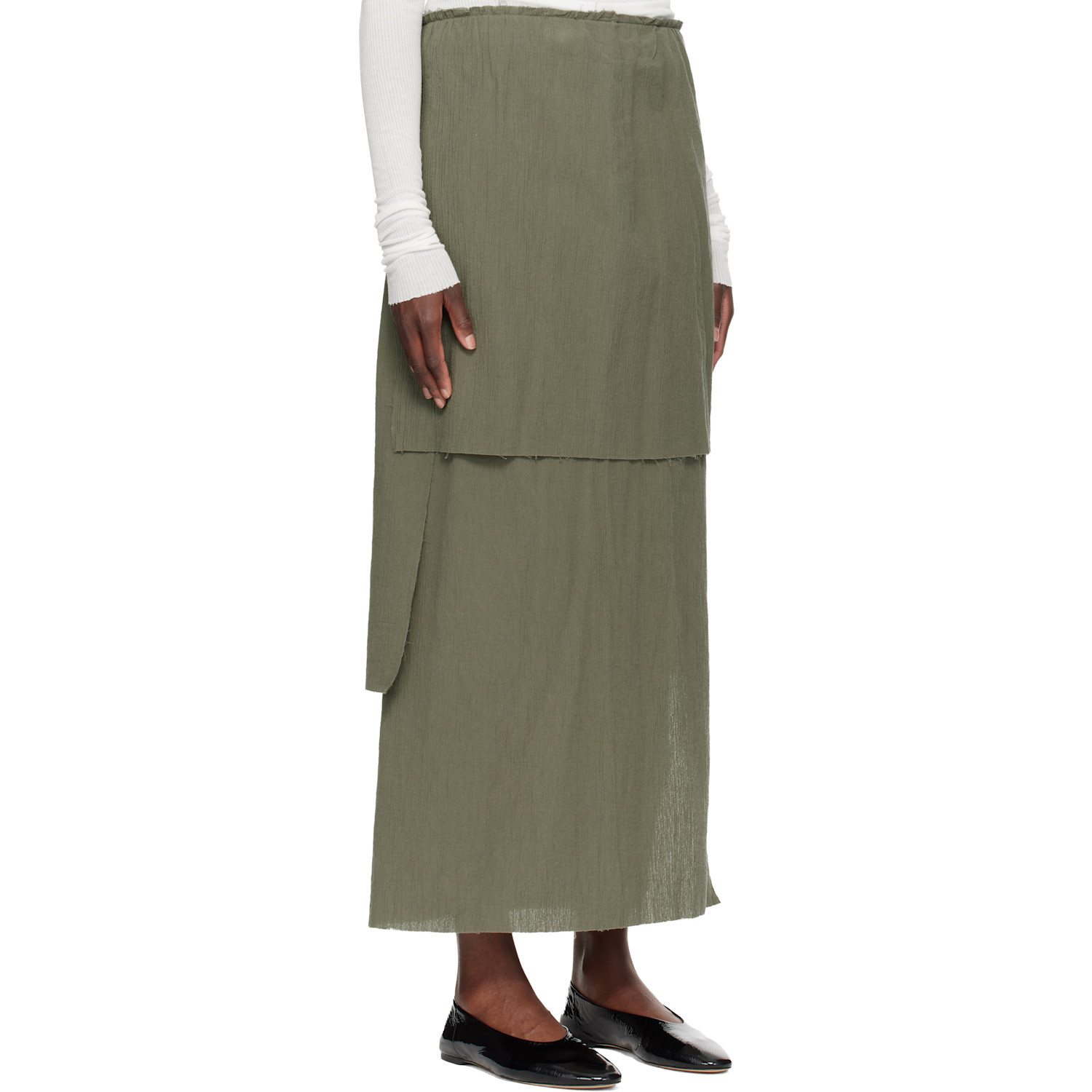  Lauren Manoogian Khaki Raw Layer Maxi Skirt 