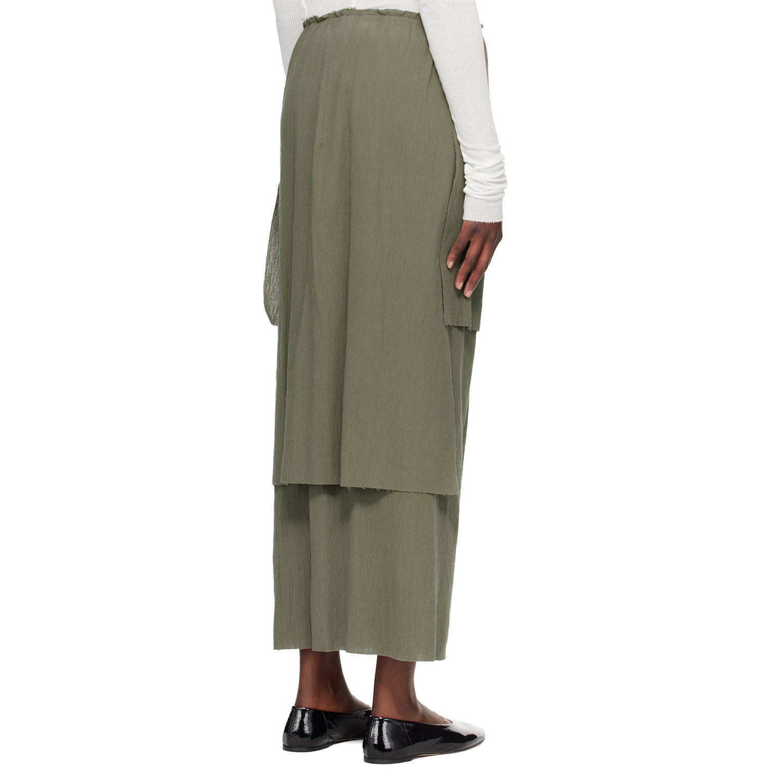  Lauren Manoogian Khaki Raw Layer Maxi Skirt 