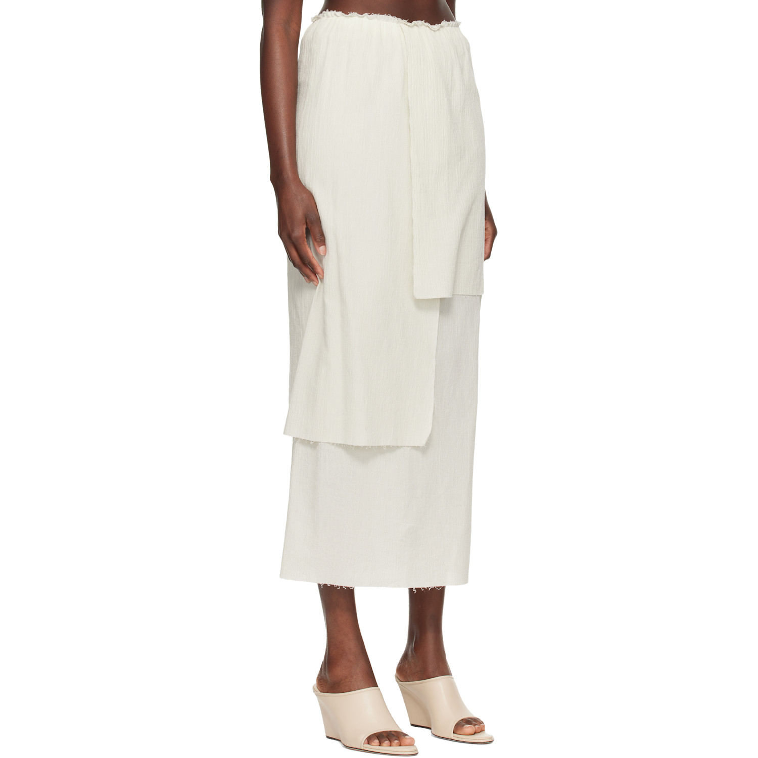  Lauren Manoogian Off-white Raw Layer Maxi Skirt 
