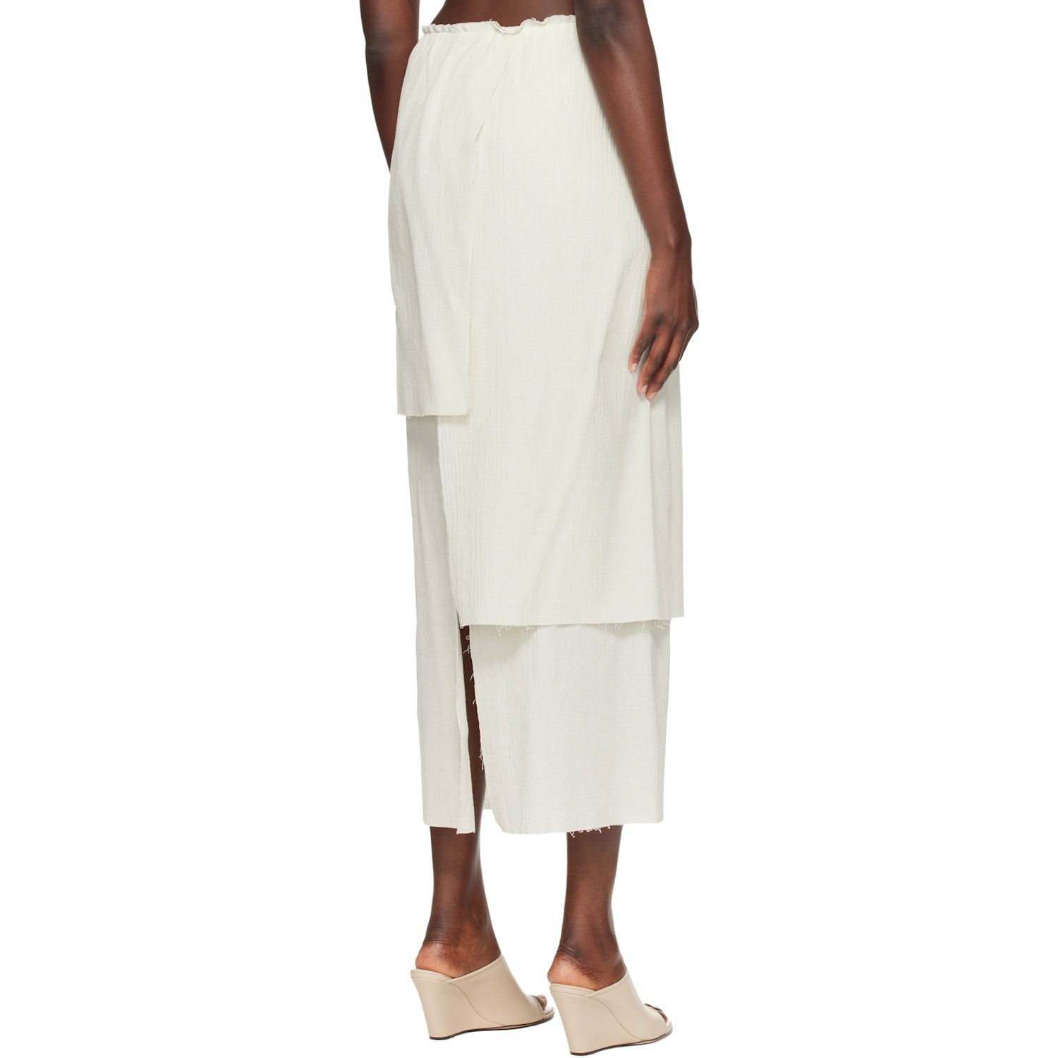 Lauren Manoogian Off-white Raw Layer Maxi Skirt 