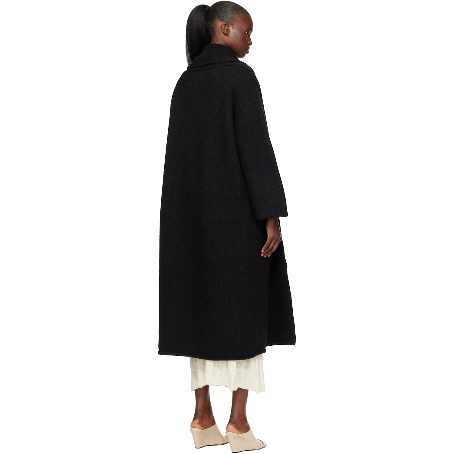  Lauren Manoogian Black Long Shawl Cardigan 