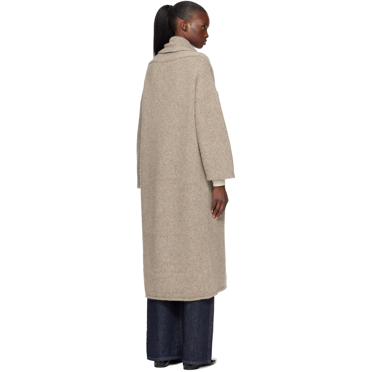  Lauren Manoogian Beige Long Shawl Cardigan 