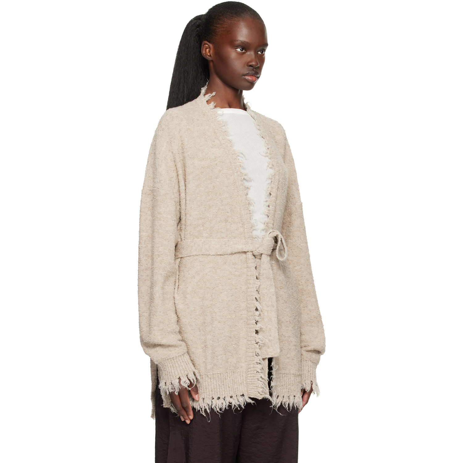  Lauren Manoogian Beige Fray Cardigan 