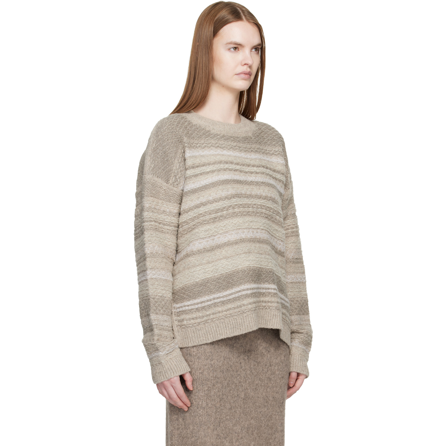  Lauren Manoogian Ssense Exclusive Gray Jacquard Crewneck Sweater 