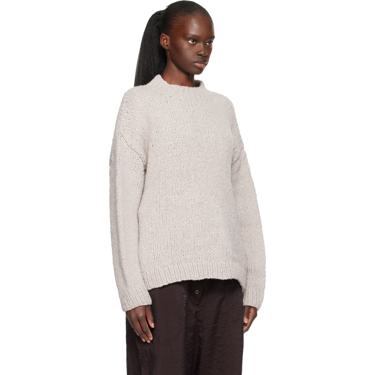  Lauren Manoogian Purple Handknit Crewneck Sweater 