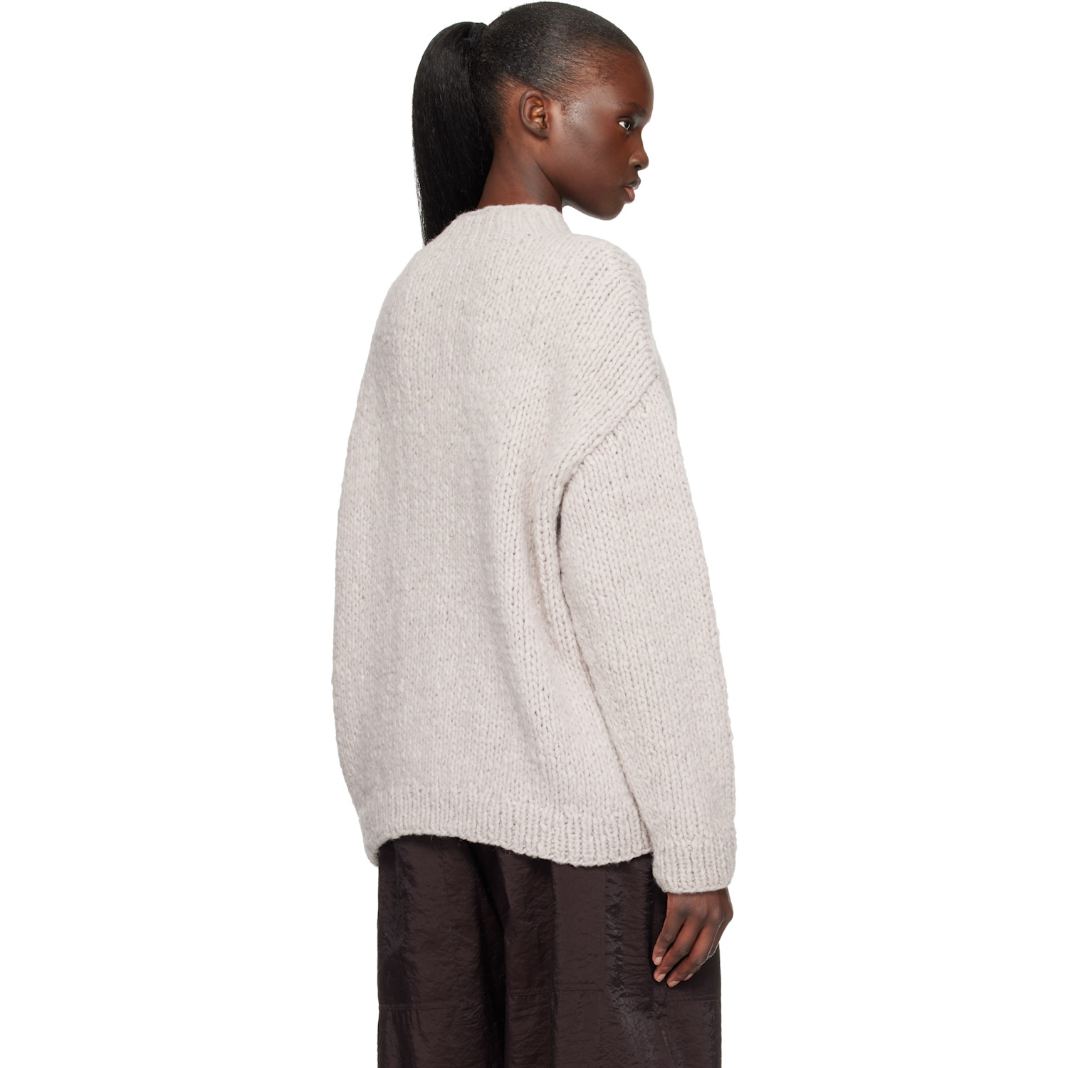  Lauren Manoogian Purple Handknit Crewneck Sweater 