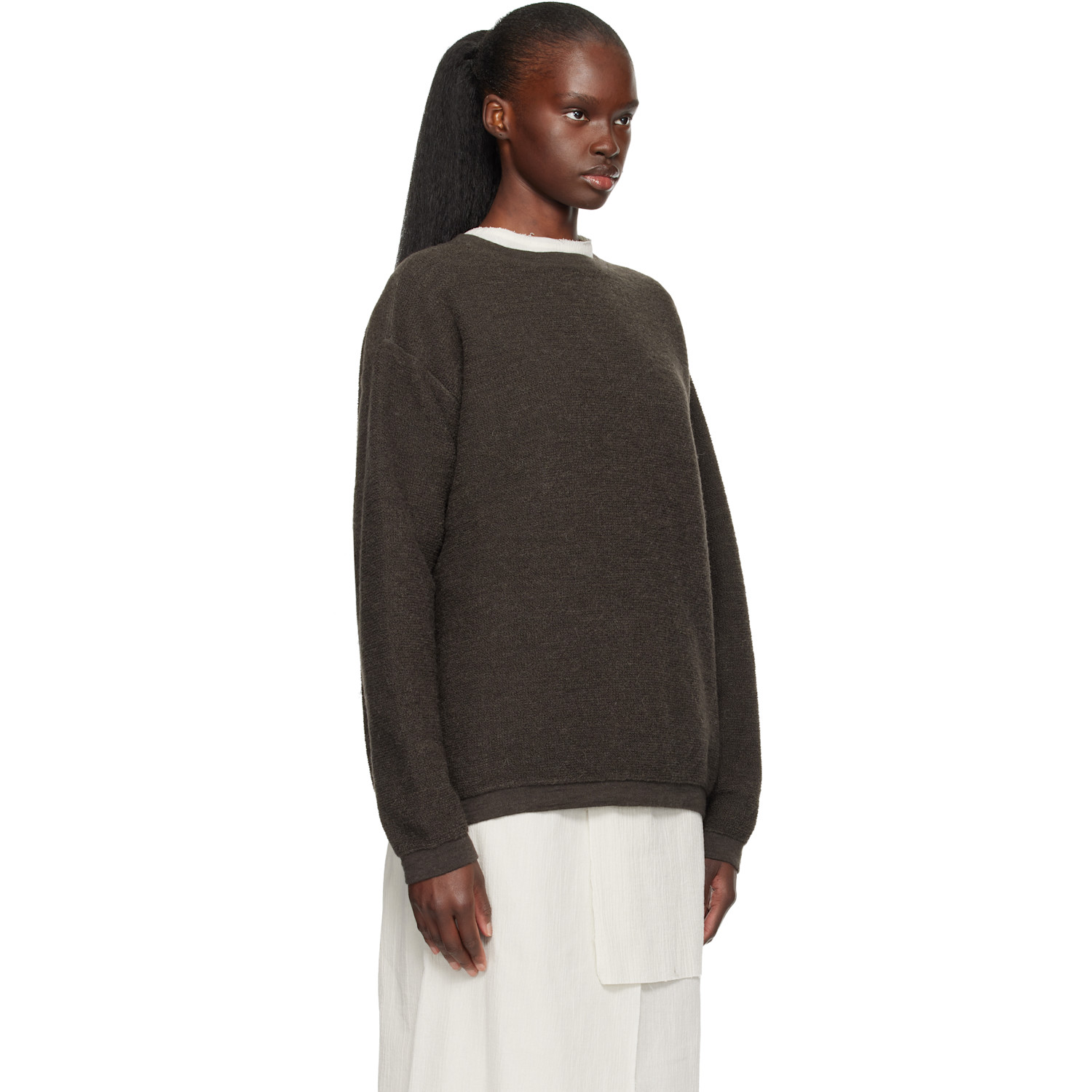  Lauren Manoogian Gray Fine Terry Crewneck Sweater 