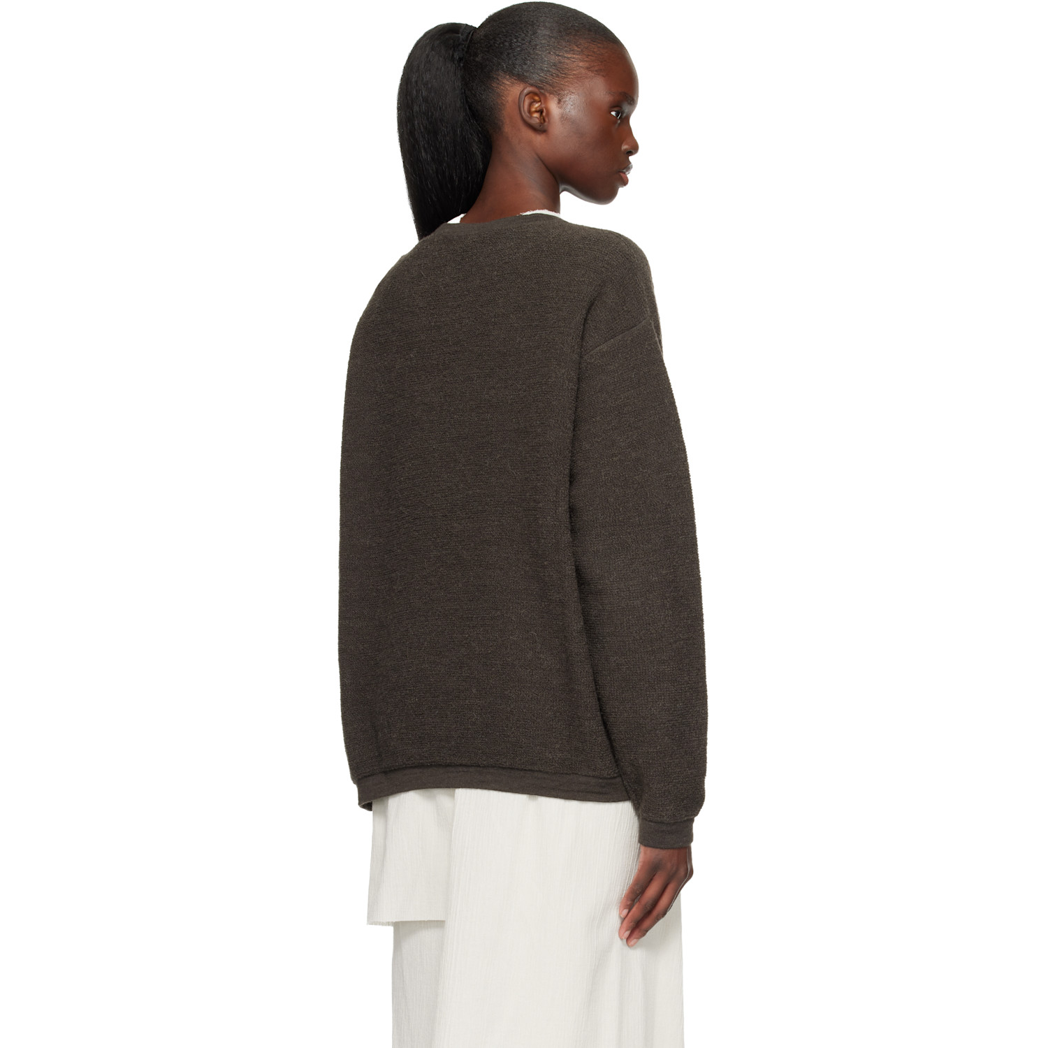  Lauren Manoogian Gray Fine Terry Crewneck Sweater 