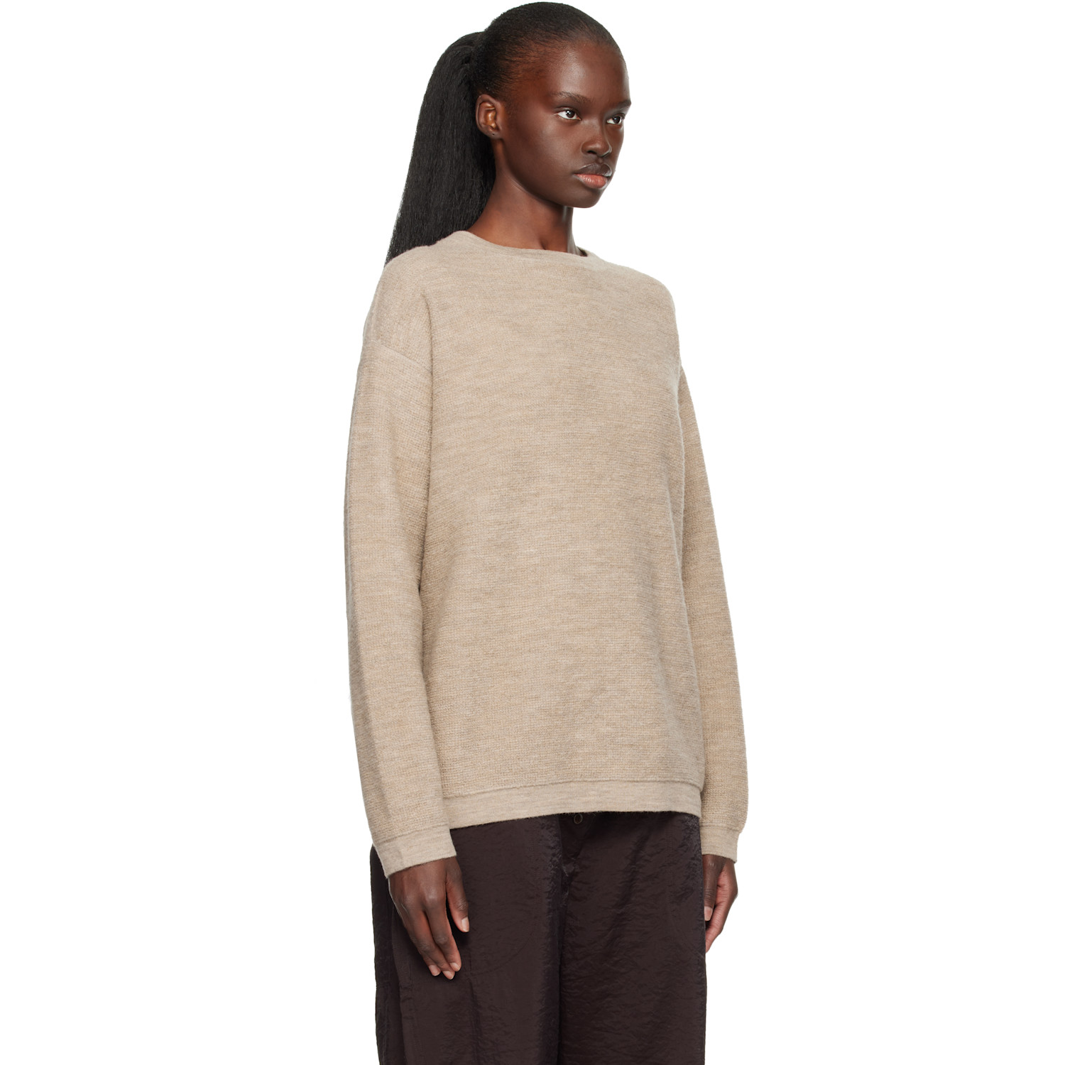  Lauren Manoogian Beige Fine Terry Crewneck Sweater 
