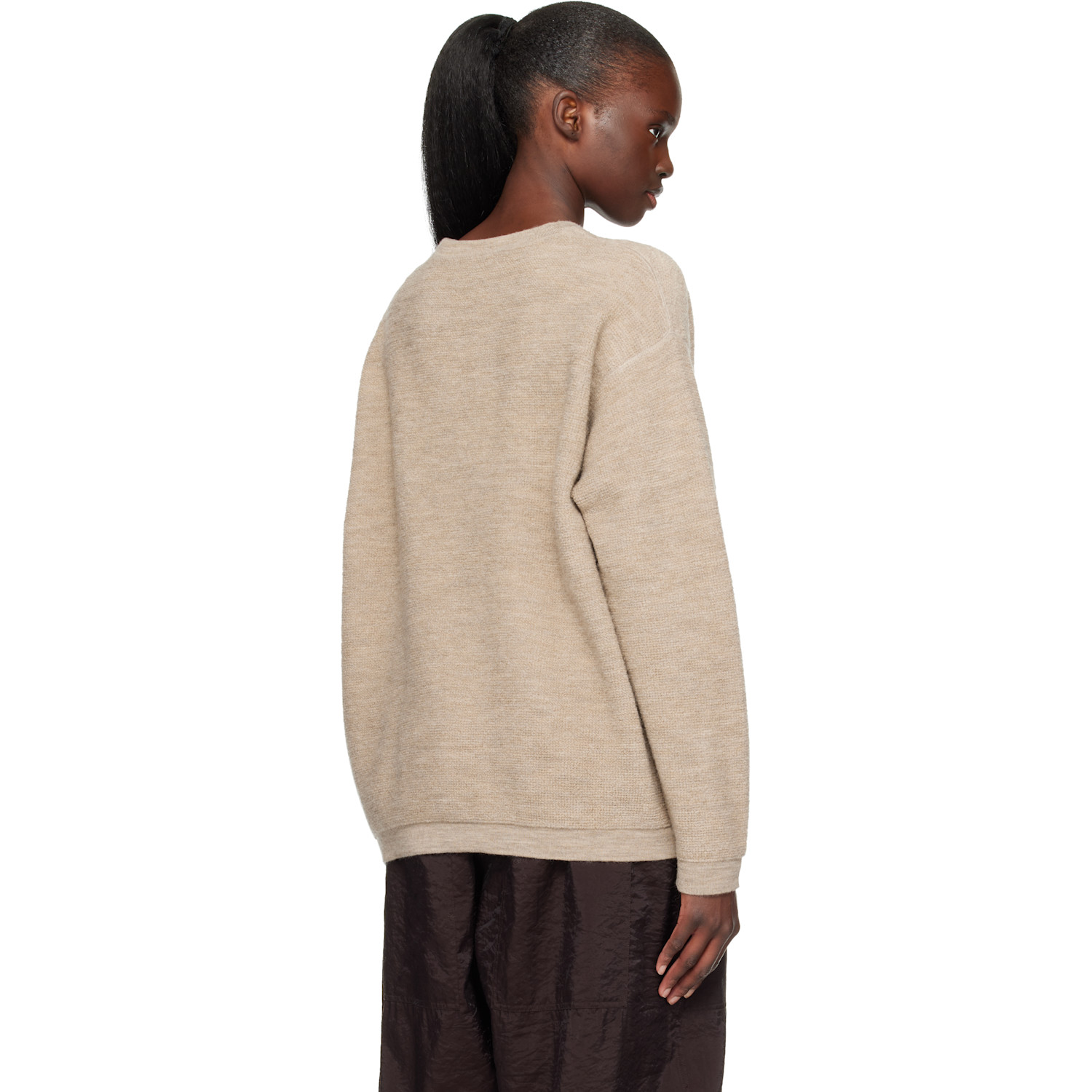  Lauren Manoogian Beige Fine Terry Crewneck Sweater 