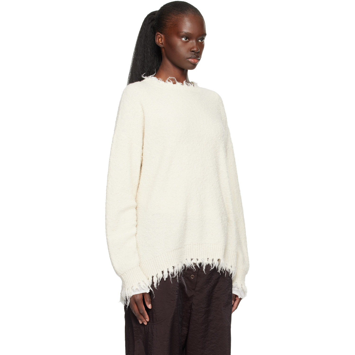  Lauren Manoogian Off-white Fray Crewneck Sweater 