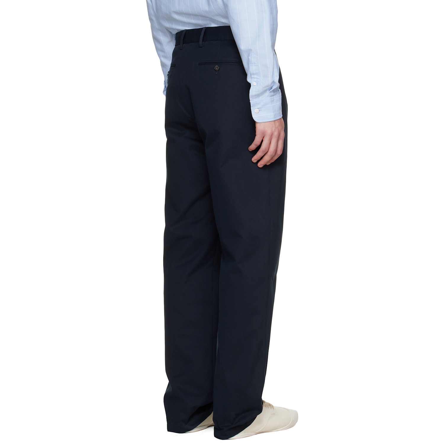 Noah Navy Sanded Twill Pleated Trousers 