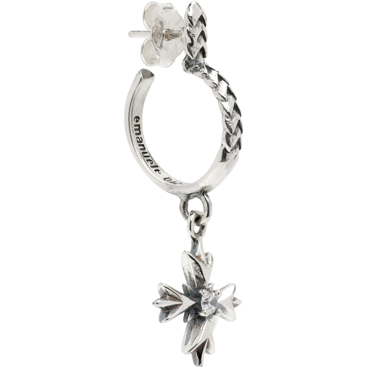  Emanuele Bicocchi Crest & Crystal Single Hoop Earring 