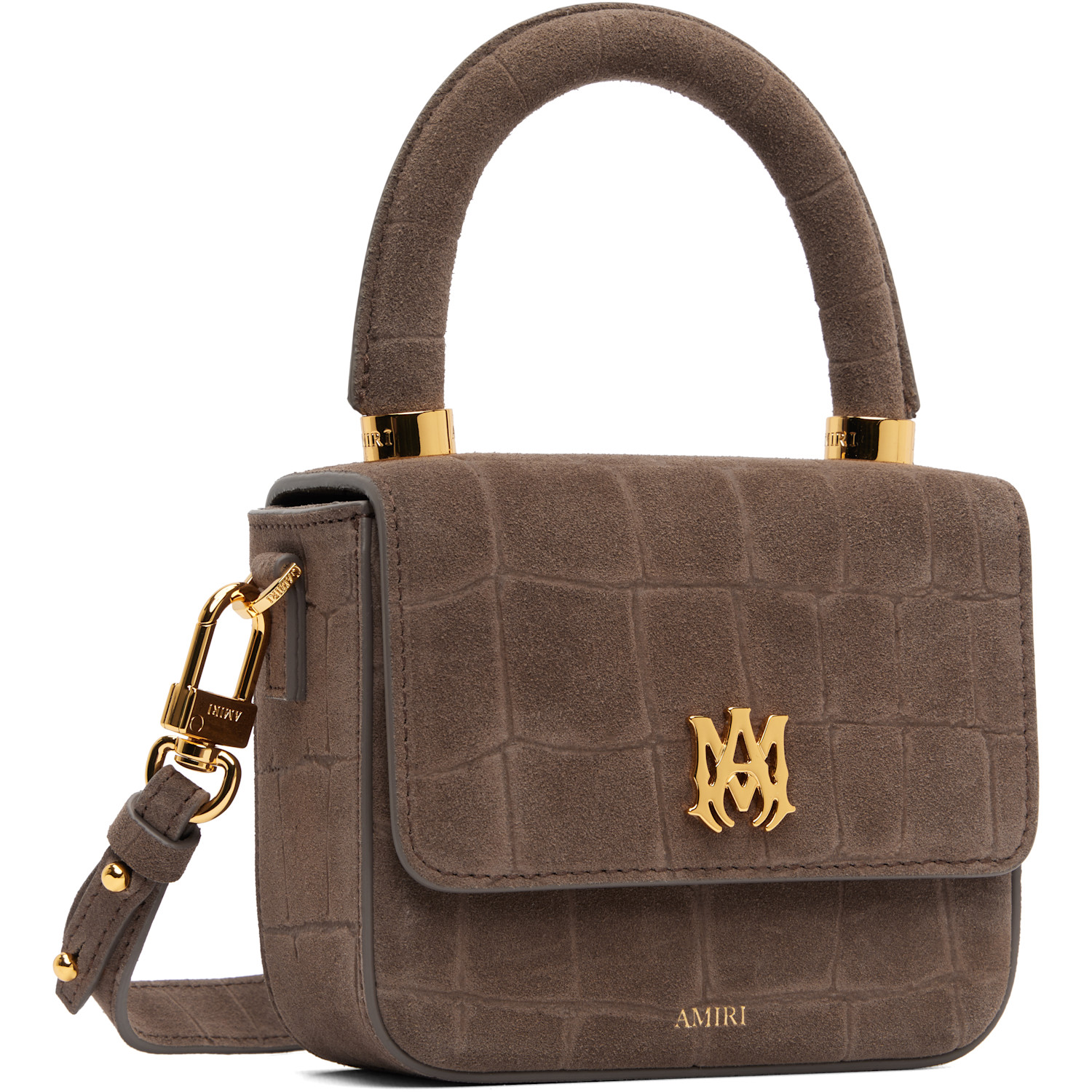  Amiri Brown Croc Suede Micro Ma Bag 