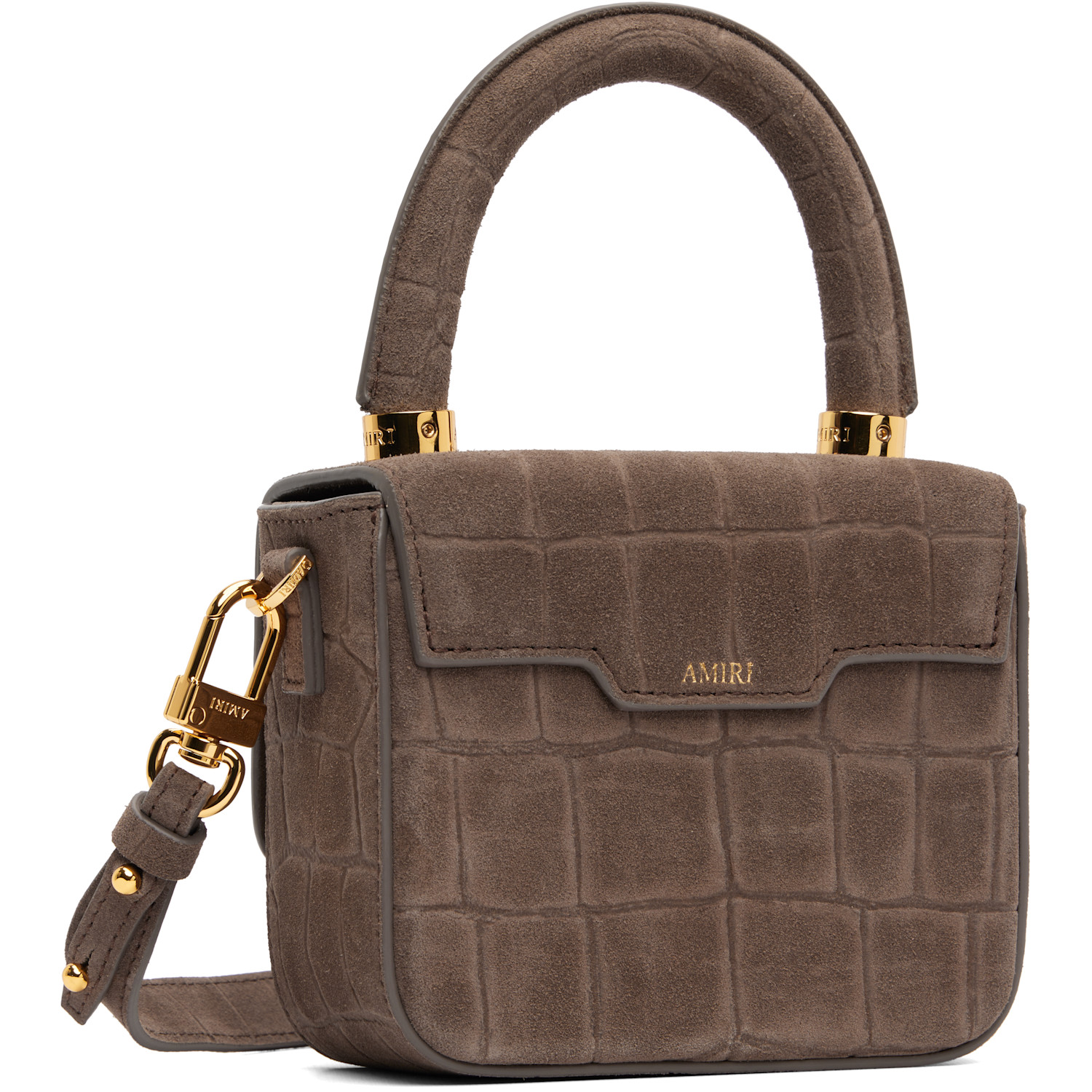  Amiri Brown Croc Suede Micro Ma Bag 