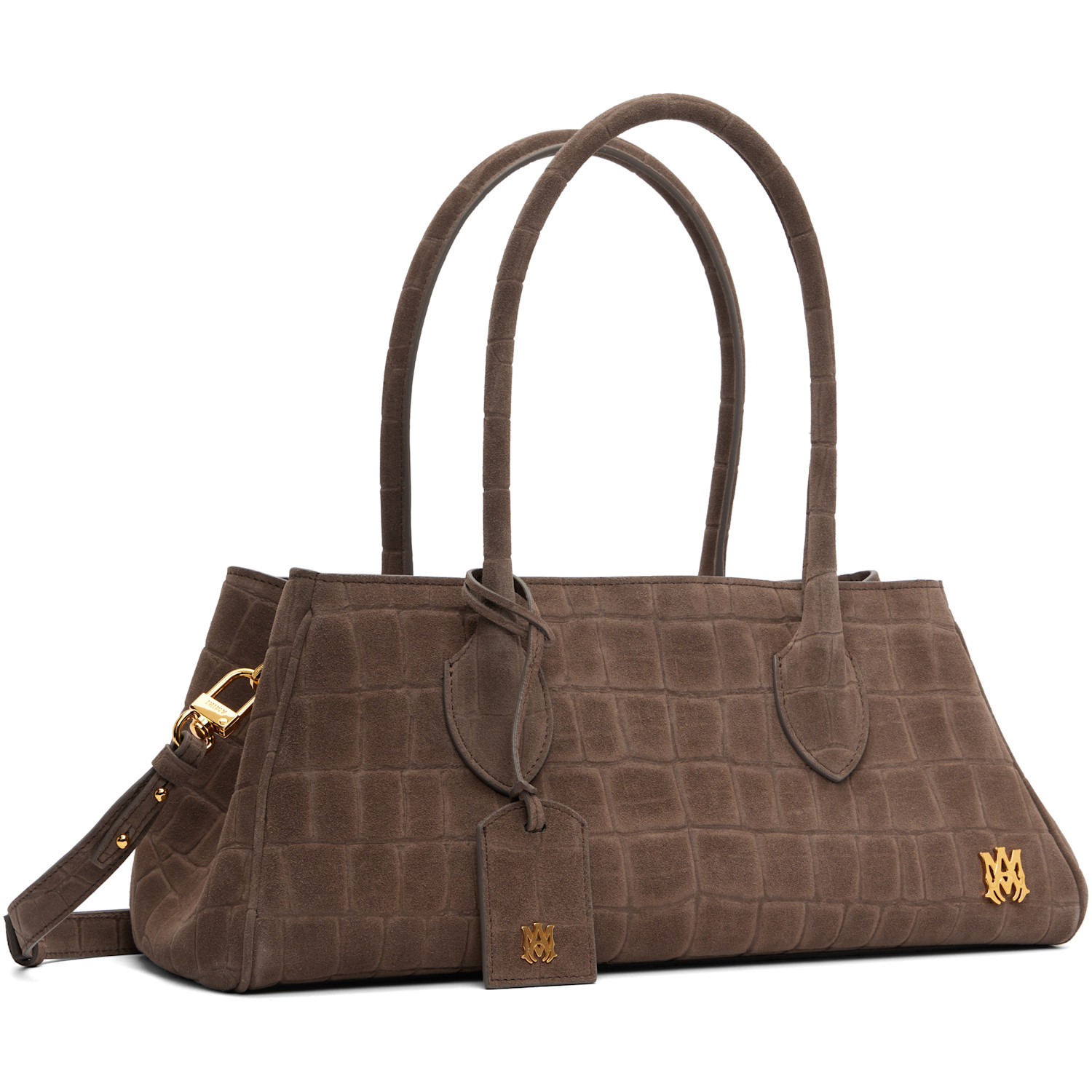  Amiri Brown Suede Croc Honey 40 Shoulder Bag 