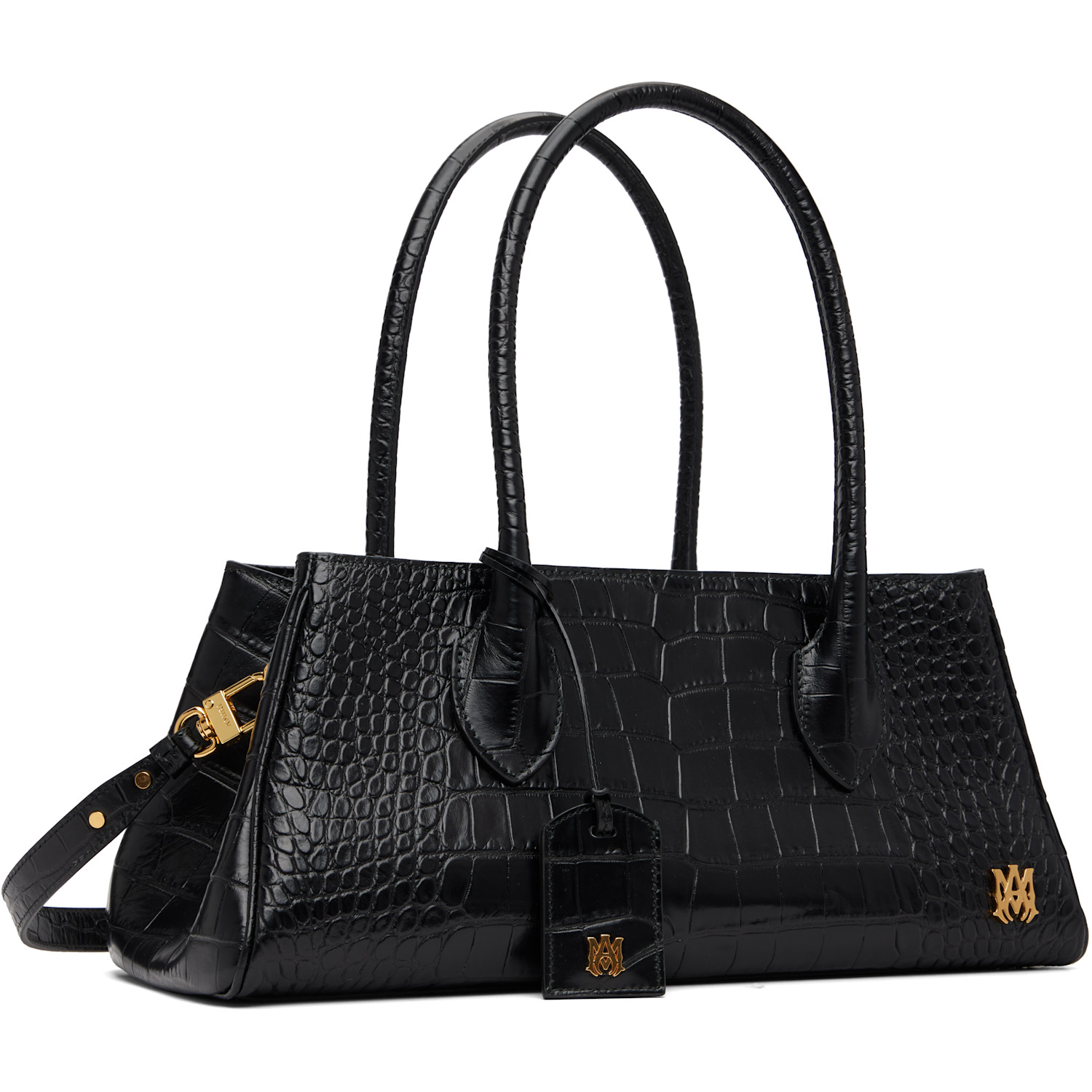  Amiri Black Embossed Croc Honey 40 Shoulder Bag 