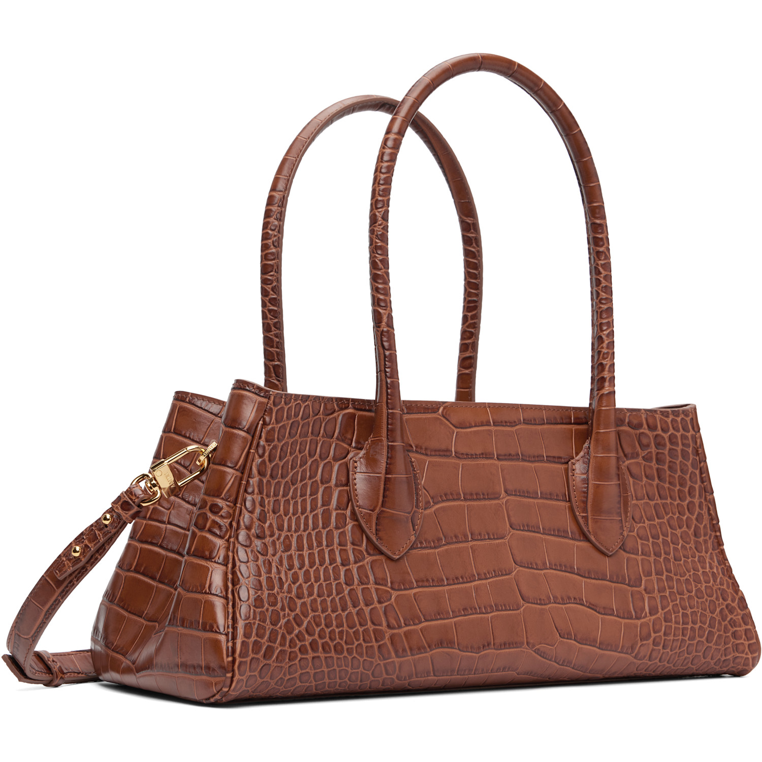  Amiri Brown Embossed Croc Honey 40 Shoulder Bag 