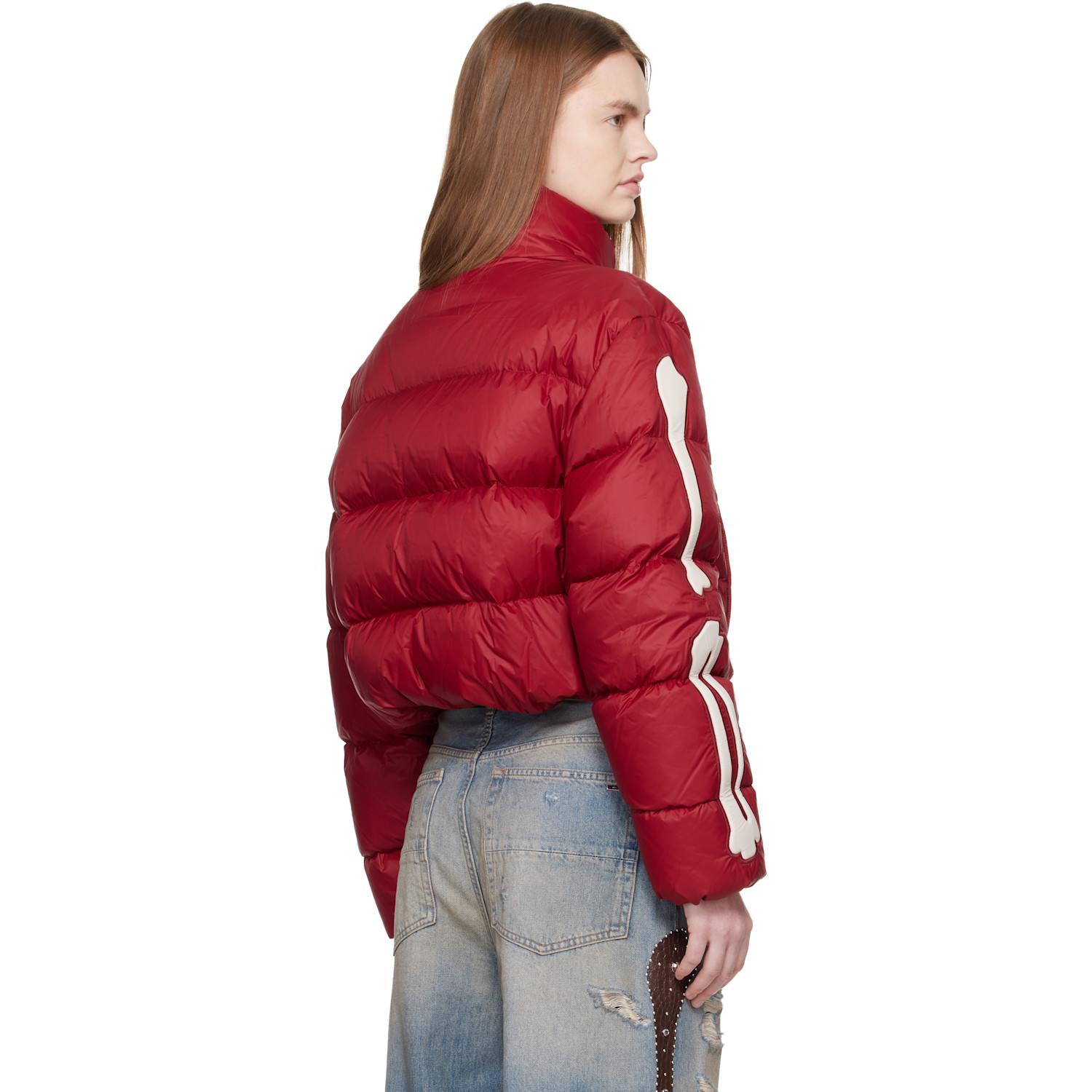  Amiri Red Bones Cropped Down Jacket 