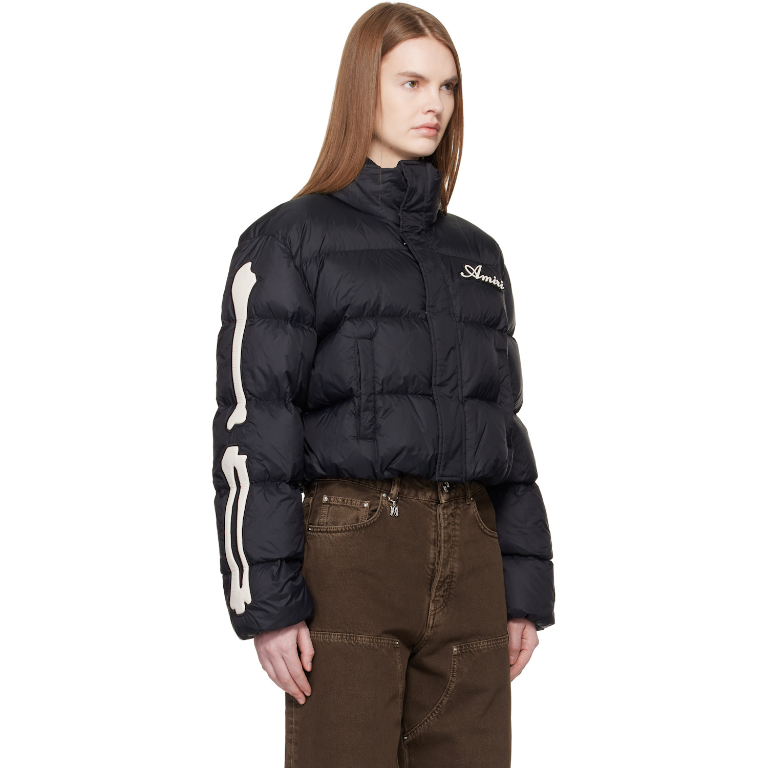  Amiri Black Bones Cropped Down Jacket 