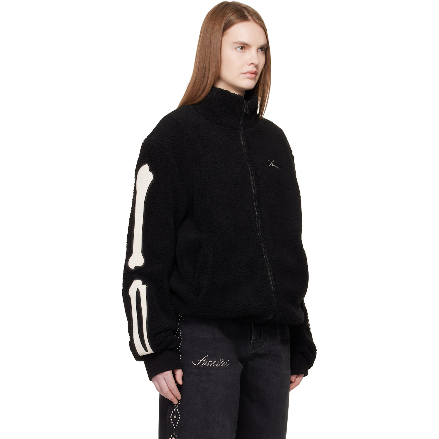  Amiri Black Bones Fleece Jacket 