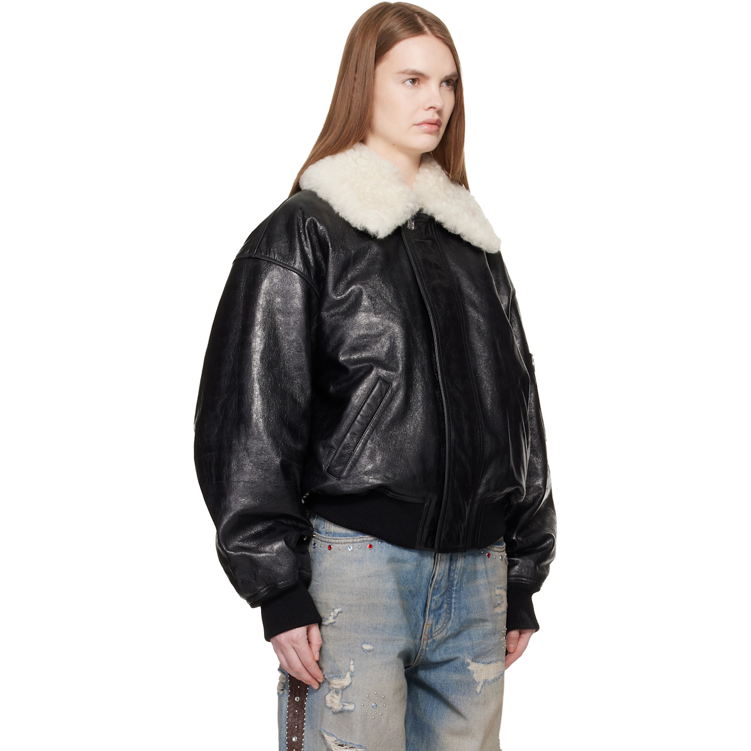  Amiri Black Ma Quad Leather Bomber Jacket 