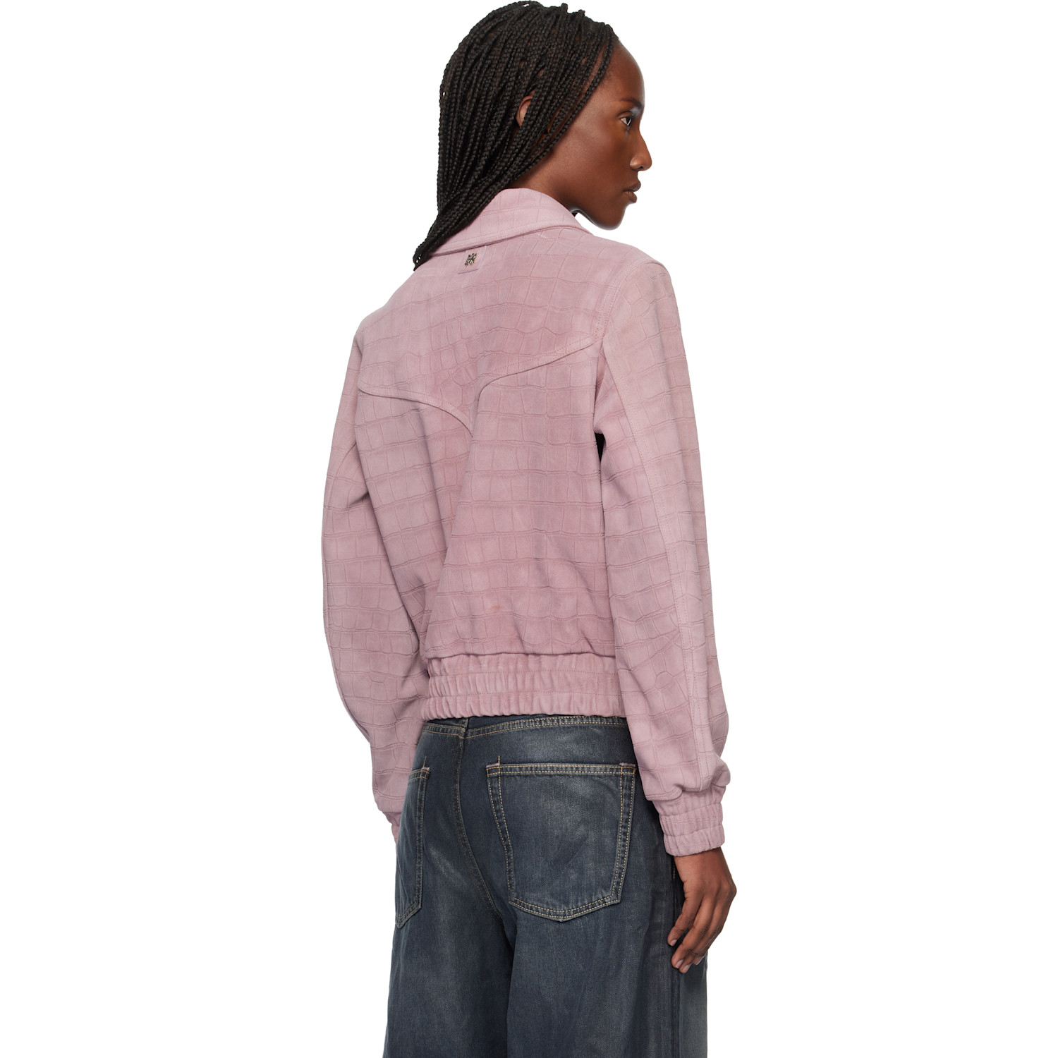  Amiri Pink Western Croc Suede Jacket 