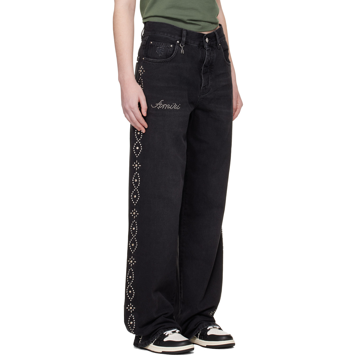  Amiri Black Stud Baggy Jeans 