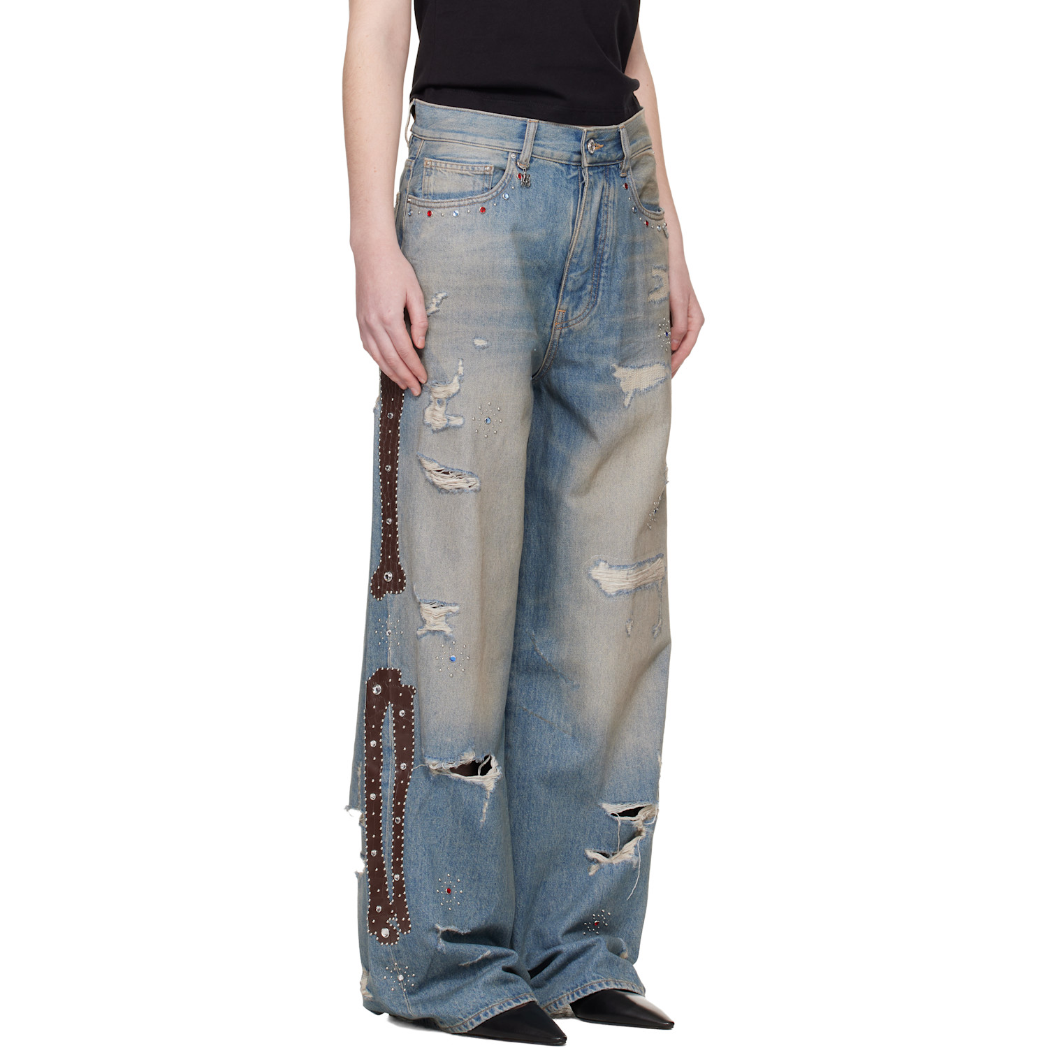  Amiri Blue Bones Studded Jeans 
