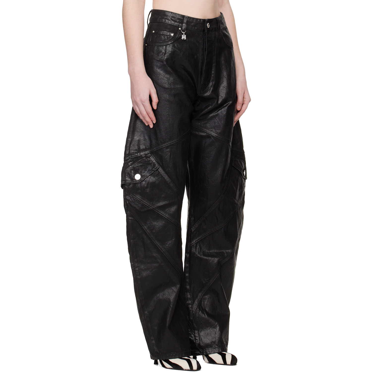 Amiri Black Waxed Paneled Jeans 