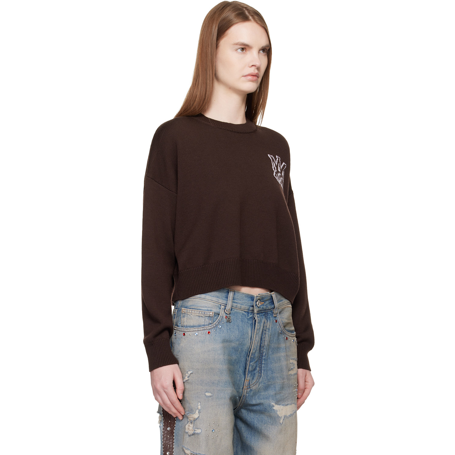  Amiri Brown Ma Crew Sweater 