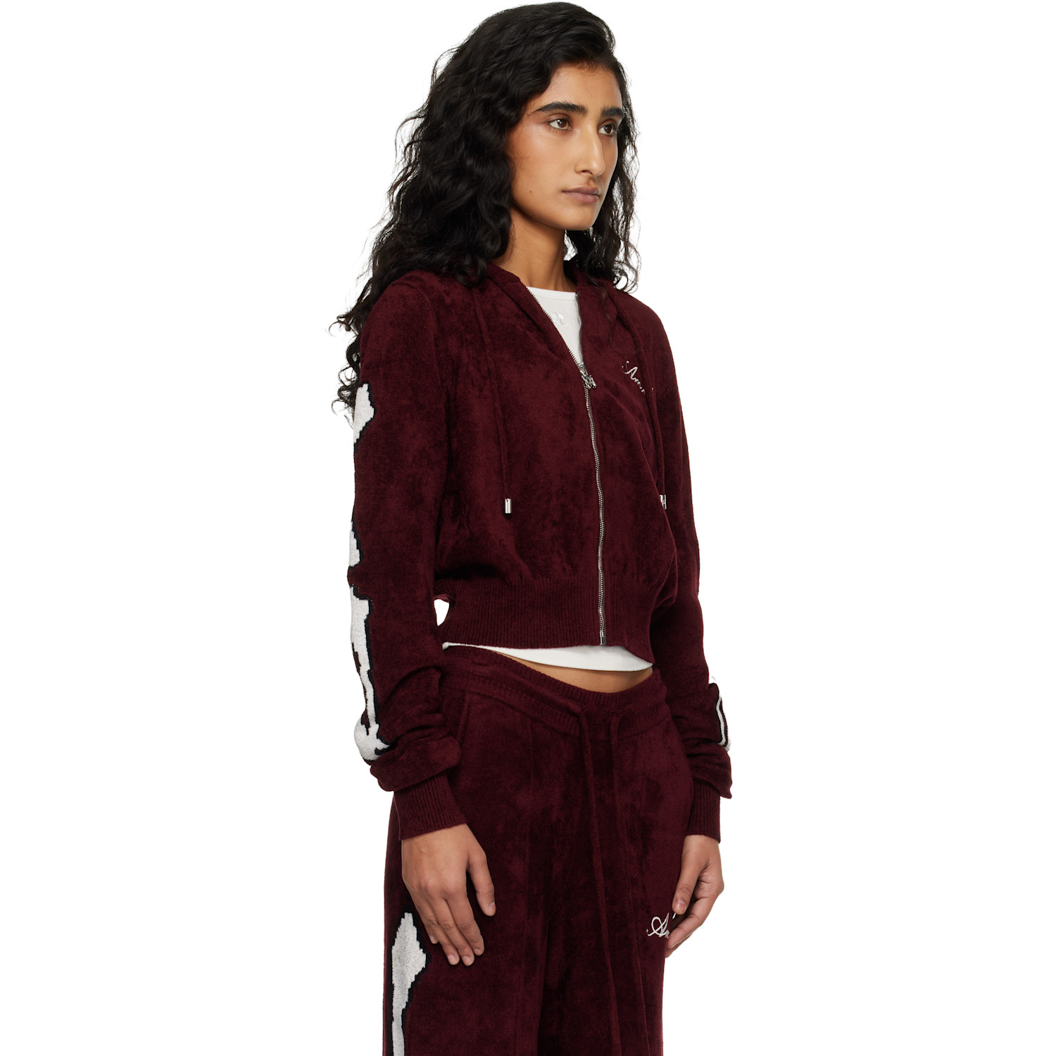  Amiri Burgundy Bones Track Jacket 