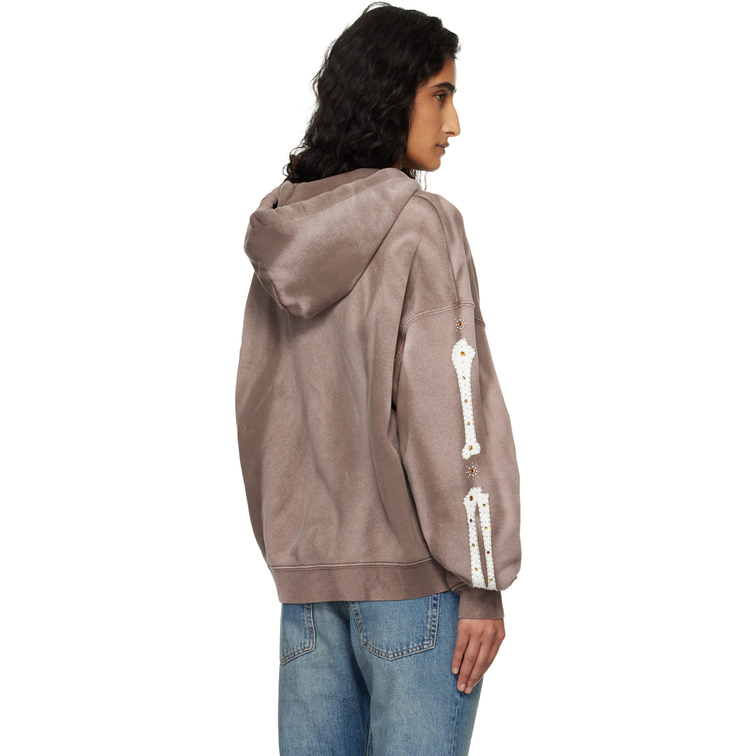 Amiri Brown Bones Studded Zip Hoodie 