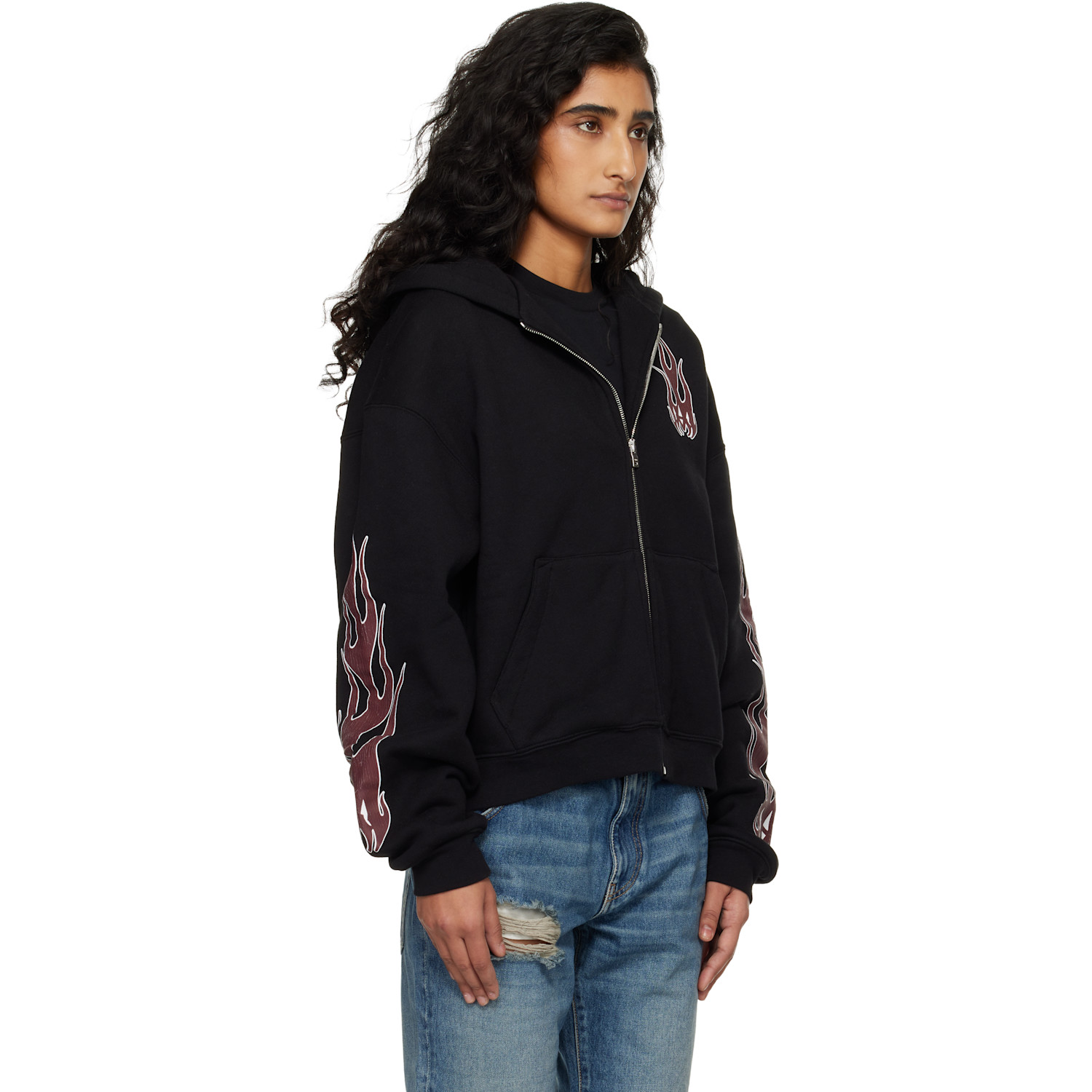  Amiri Black Flames Zip Hoodie 