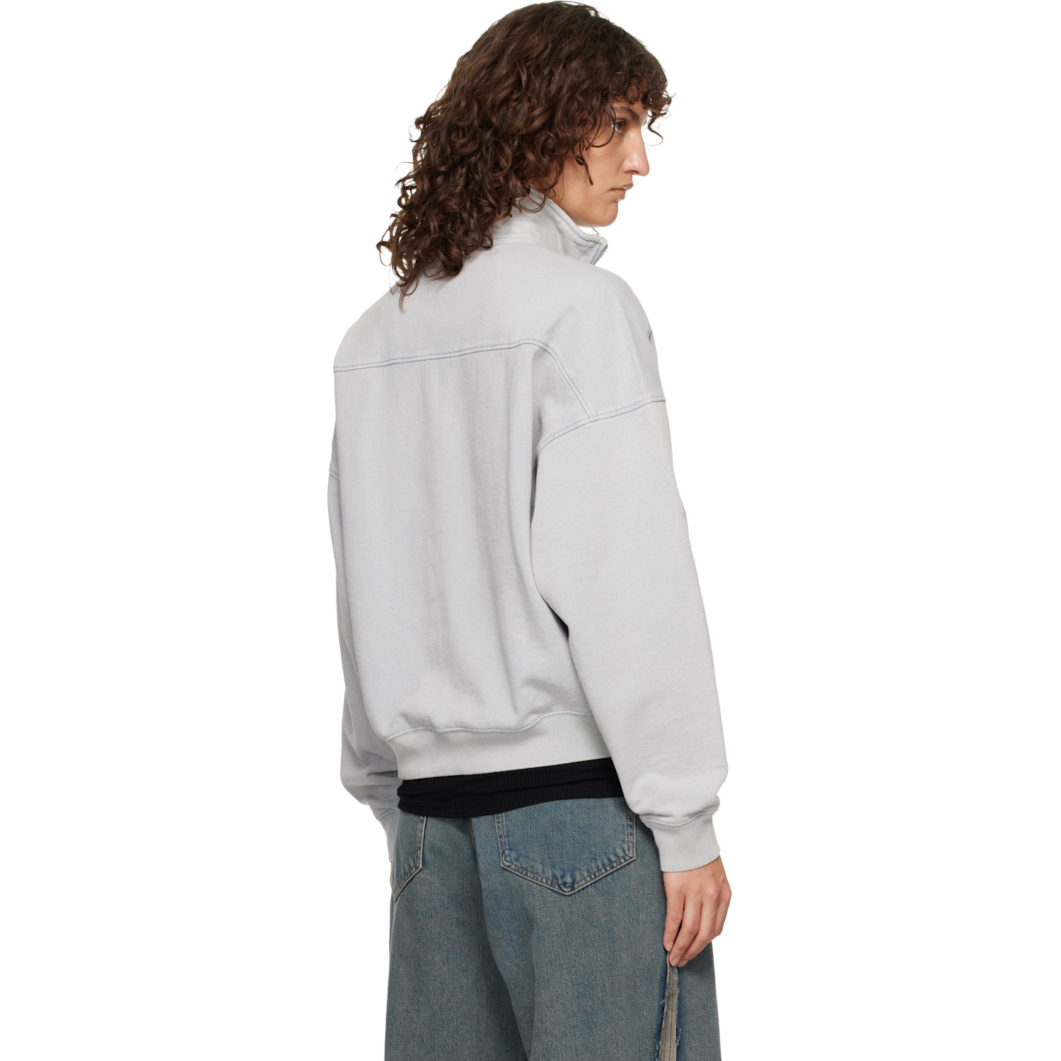  Amiri Gray 'hopes & Dreams' Half Zip Crew Sweater 