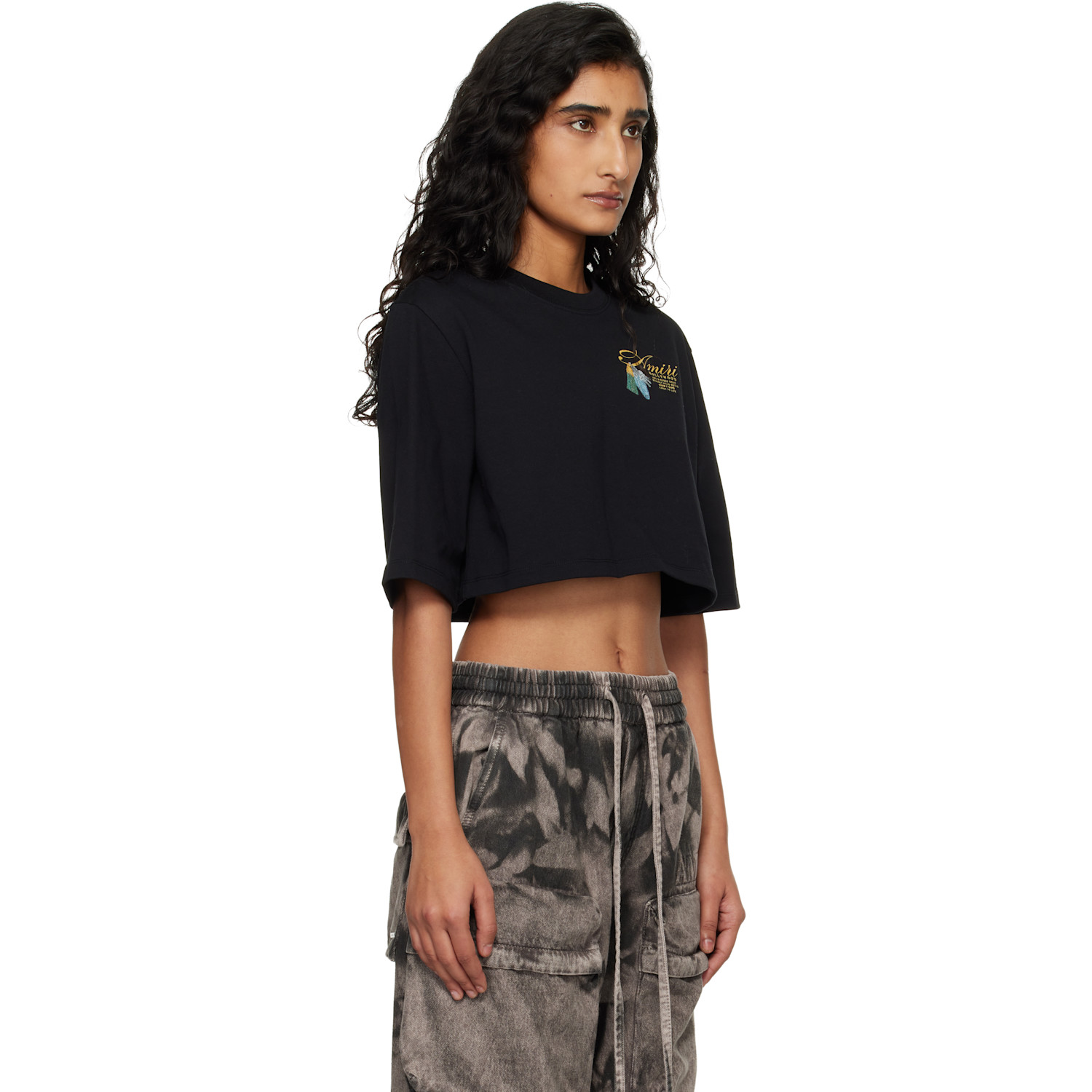  Amiri Black Chateau Keys Cropped T-shirt 