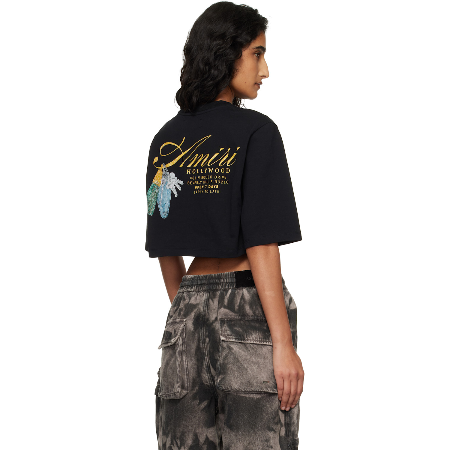  Amiri Black Chateau Keys Cropped T-shirt 