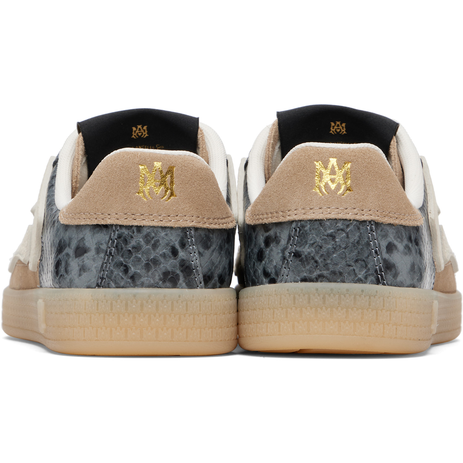  Amiri Gray & Brown Snake Pacific Bones Sneakers 