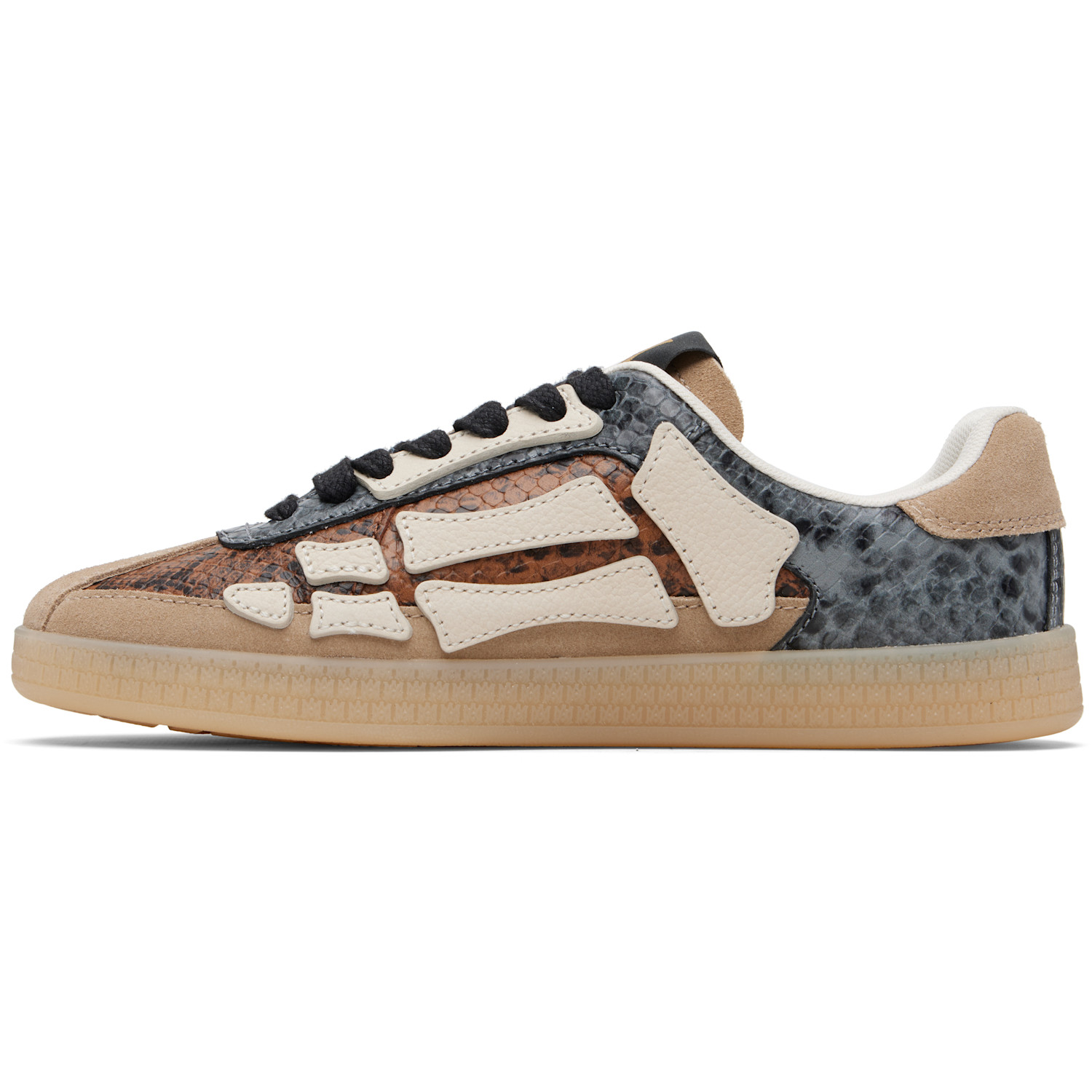  Amiri Gray & Brown Snake Pacific Bones Sneakers 