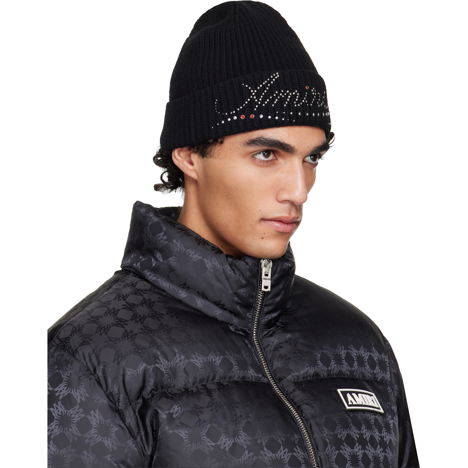  Amiri Black 'amiri' Stud Beanie 