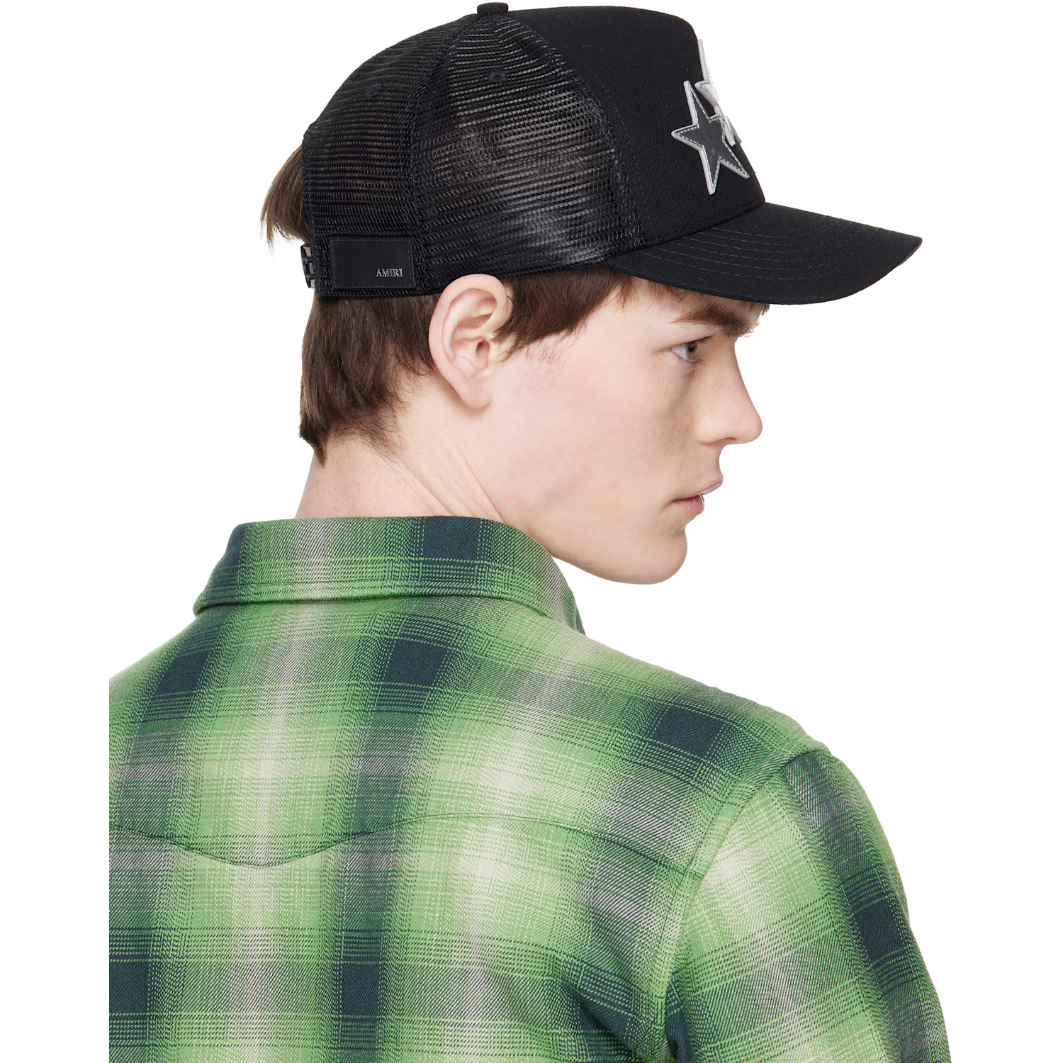  Amiri Black Metallic 3 Star Trucker Cap 