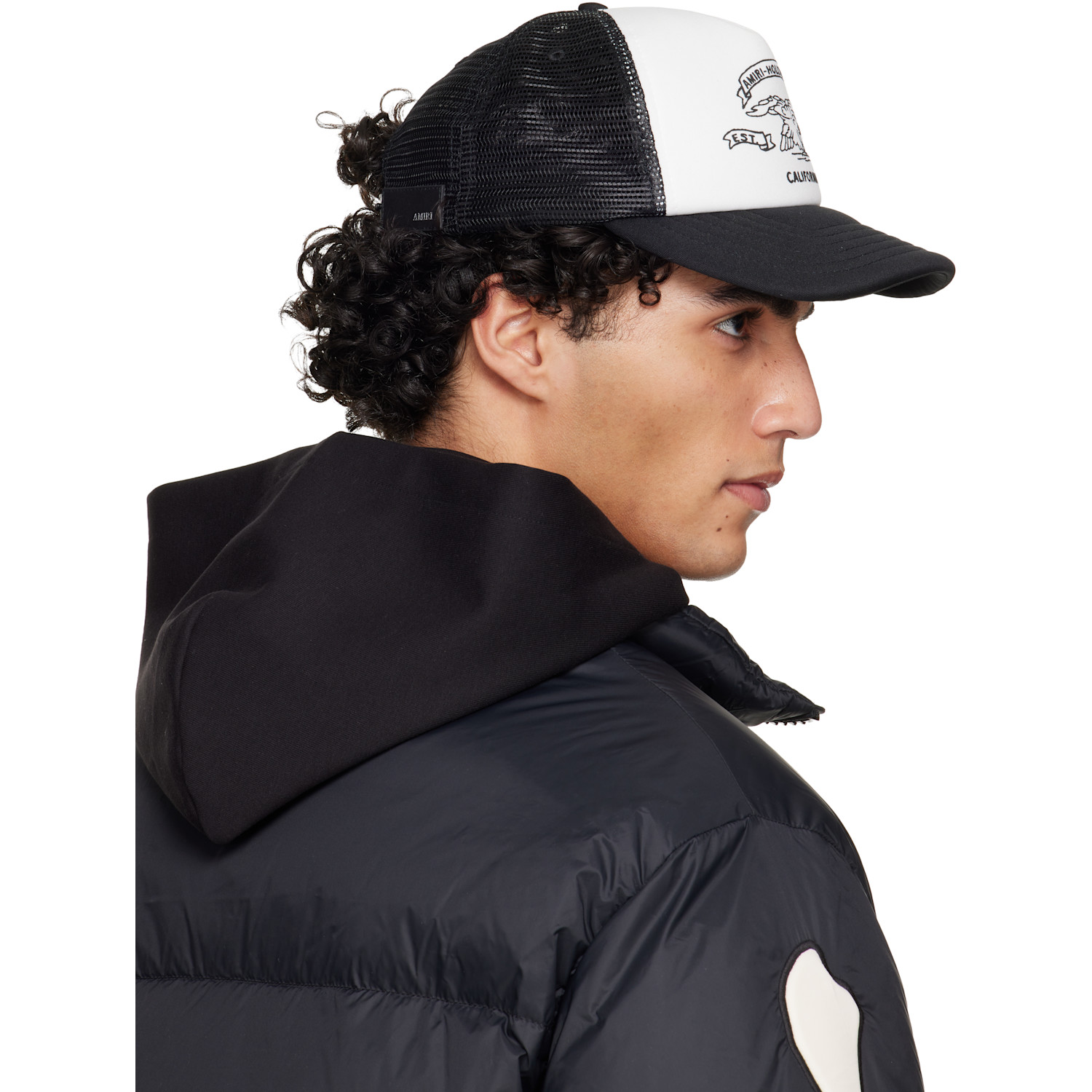  Amiri Black & White 'amiri' Eagle Trucker Cap 