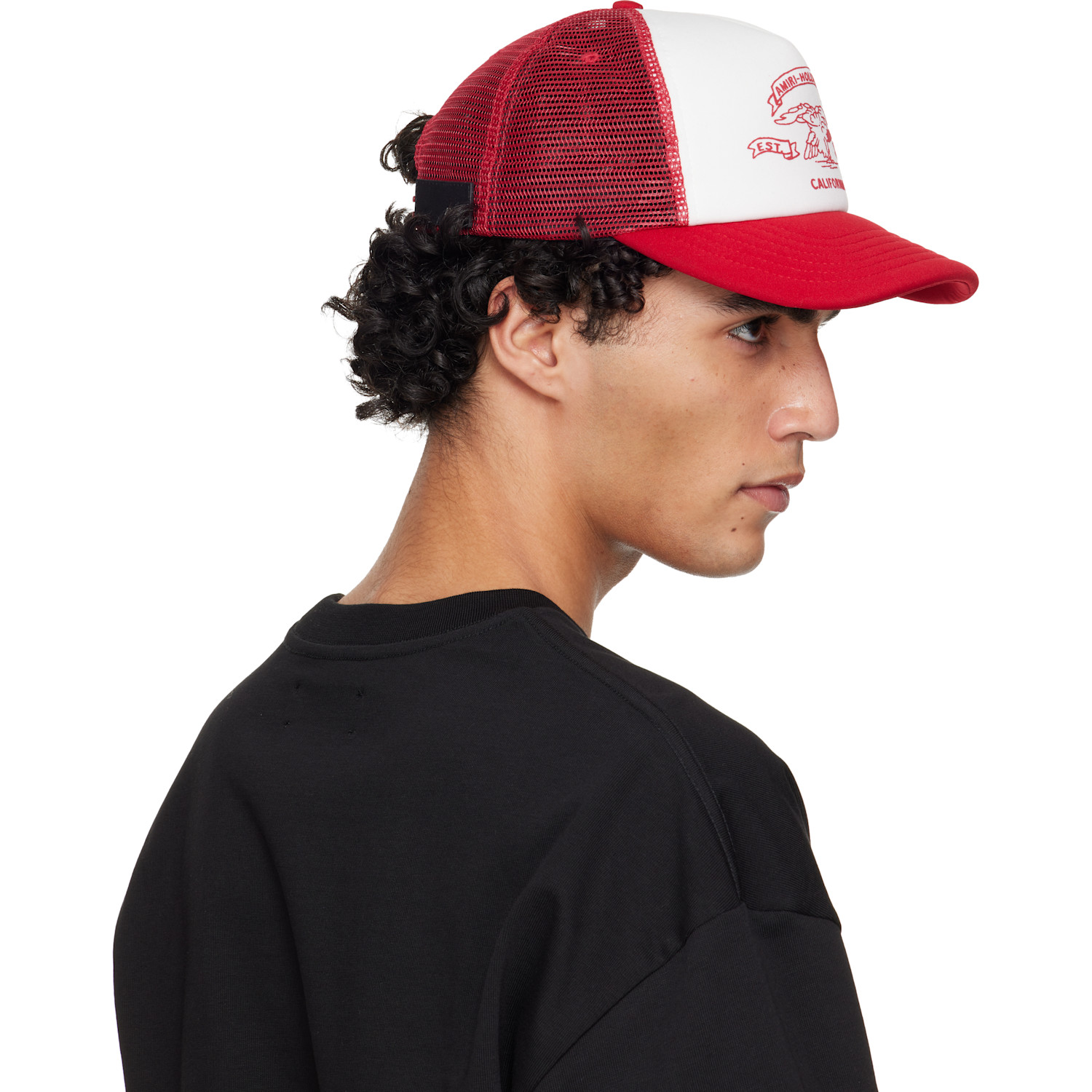  Amiri Red & White 'amiri' Eagle Trucker Cap 