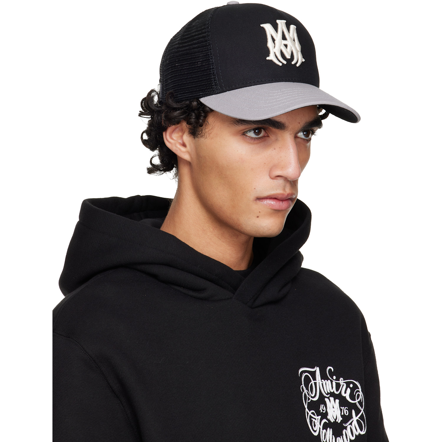  Amiri Black & Gray Ma Trucker Cap 