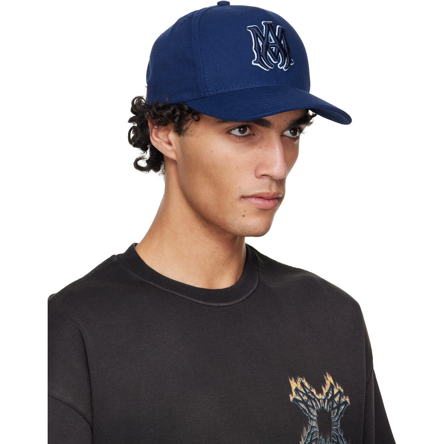  Amiri Navy Ma Outline Canvas Cap 
