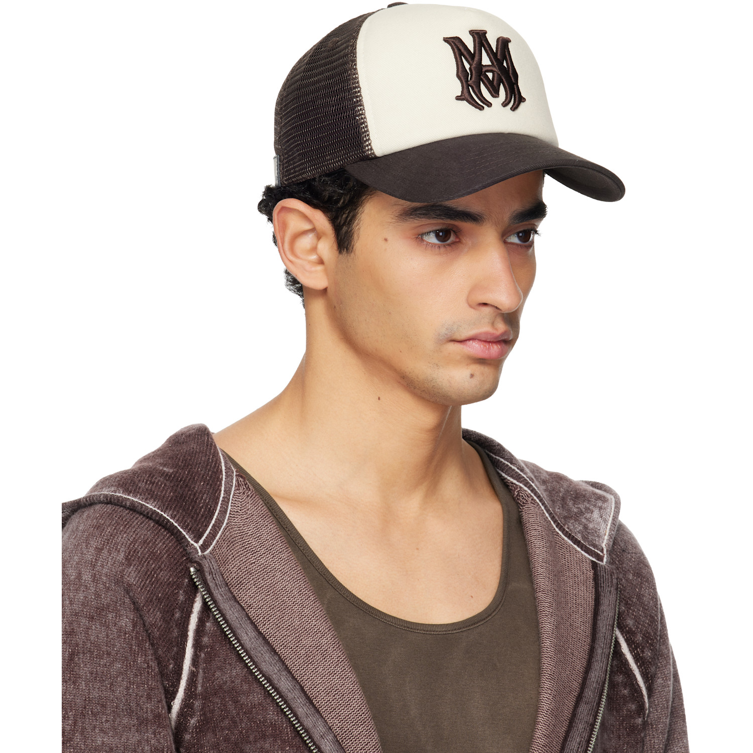  Amiri Brown & White Ma Foam Trucker Cap 